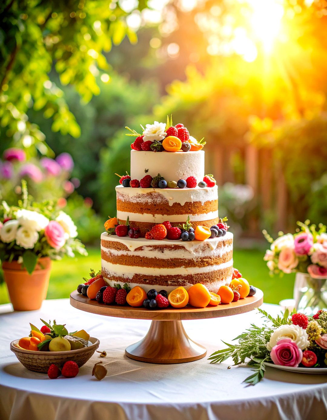 Naked Rustic Wedding Cake - 24 Small Wedding Cake Ideas