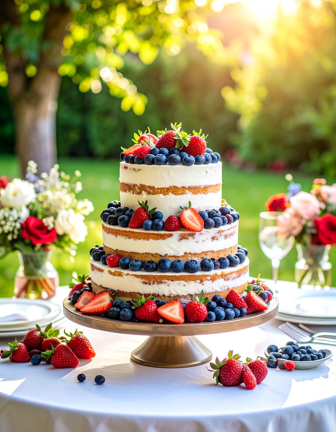 Naked Wedding Cakes with Fresh Fruit - 24 Wedding Cake Ideas