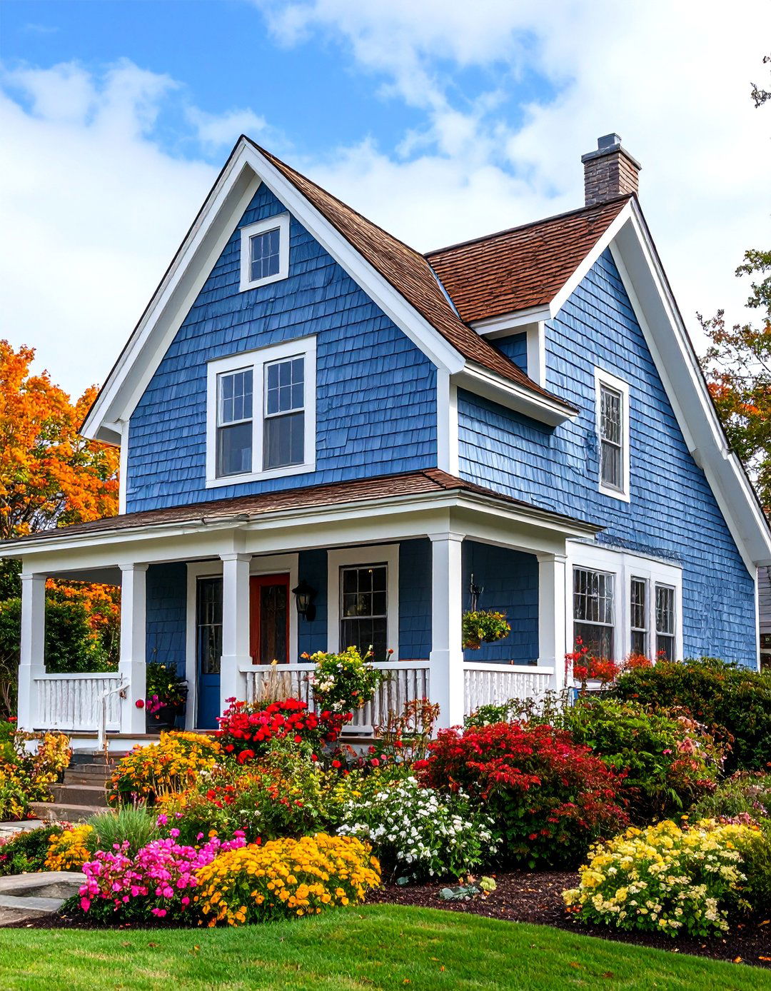Nantucket Shingle Blue with Weathered Brown Cedar - 24 blue exterior home with a brown roof ideas