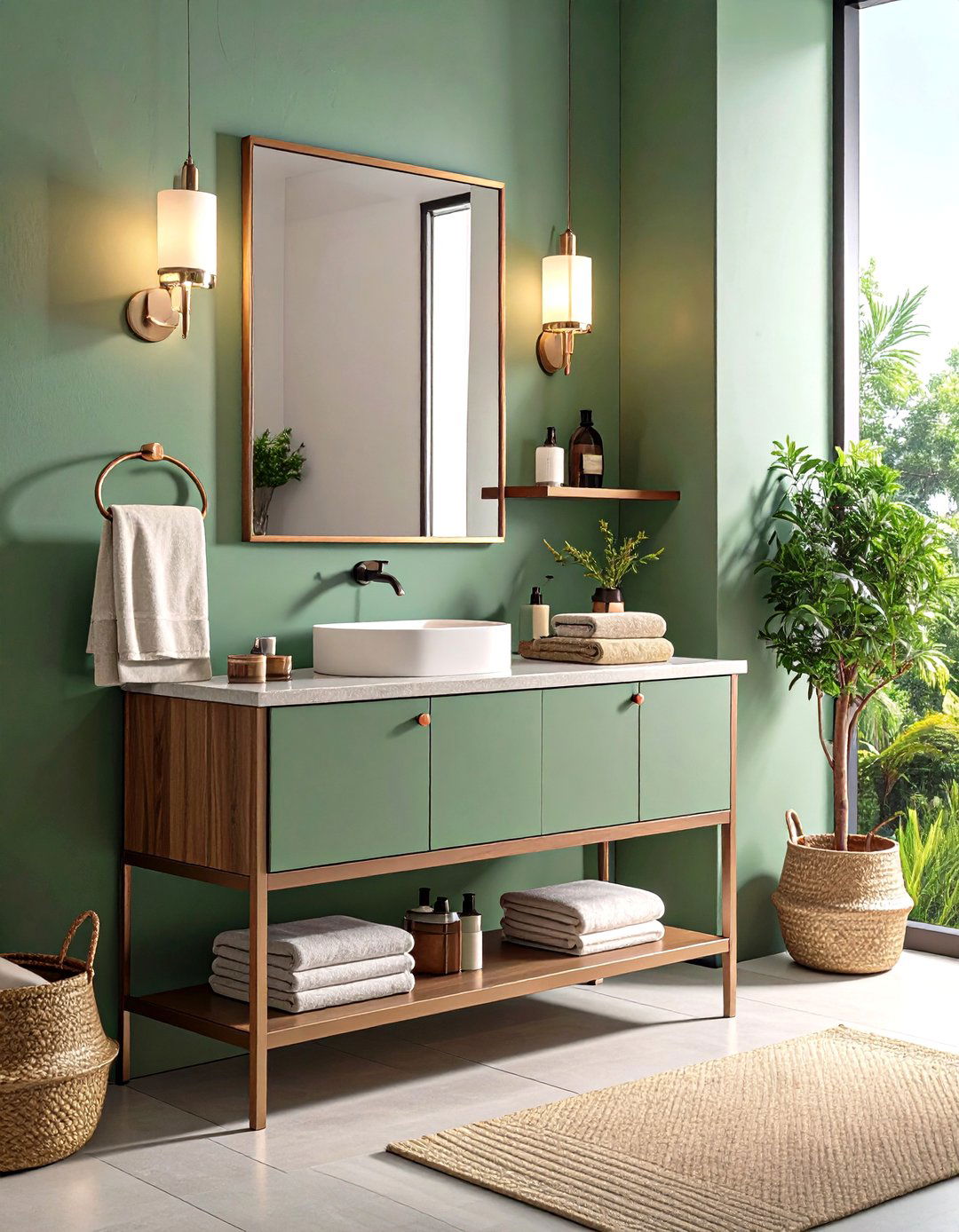 Narrow Console Vanity with Towel Bar Integration - 24 Small Bathroom Vanity Ideas