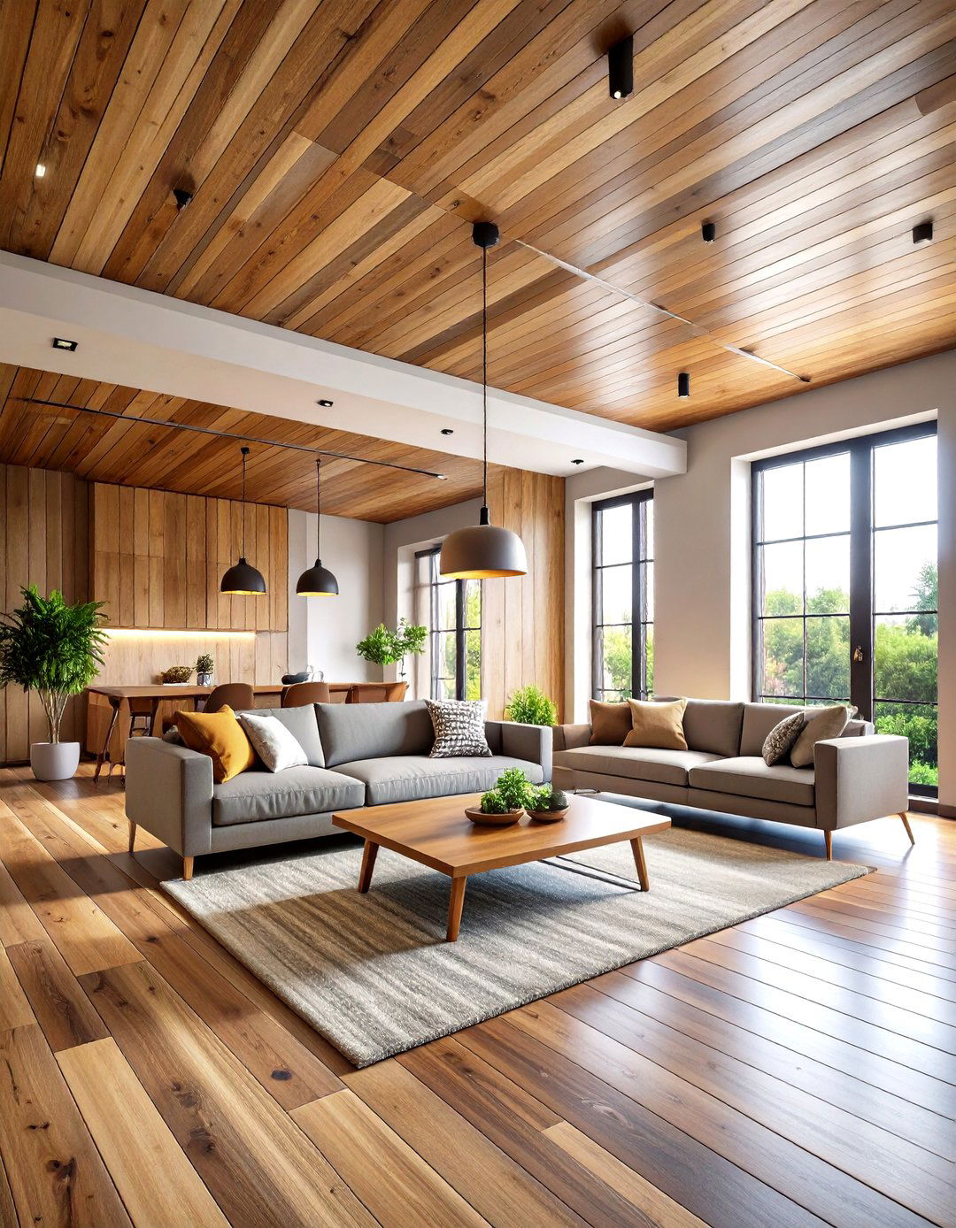 Narrow Plank Contemporary Loft Style - 24 Shiplap Ceiling Ideas