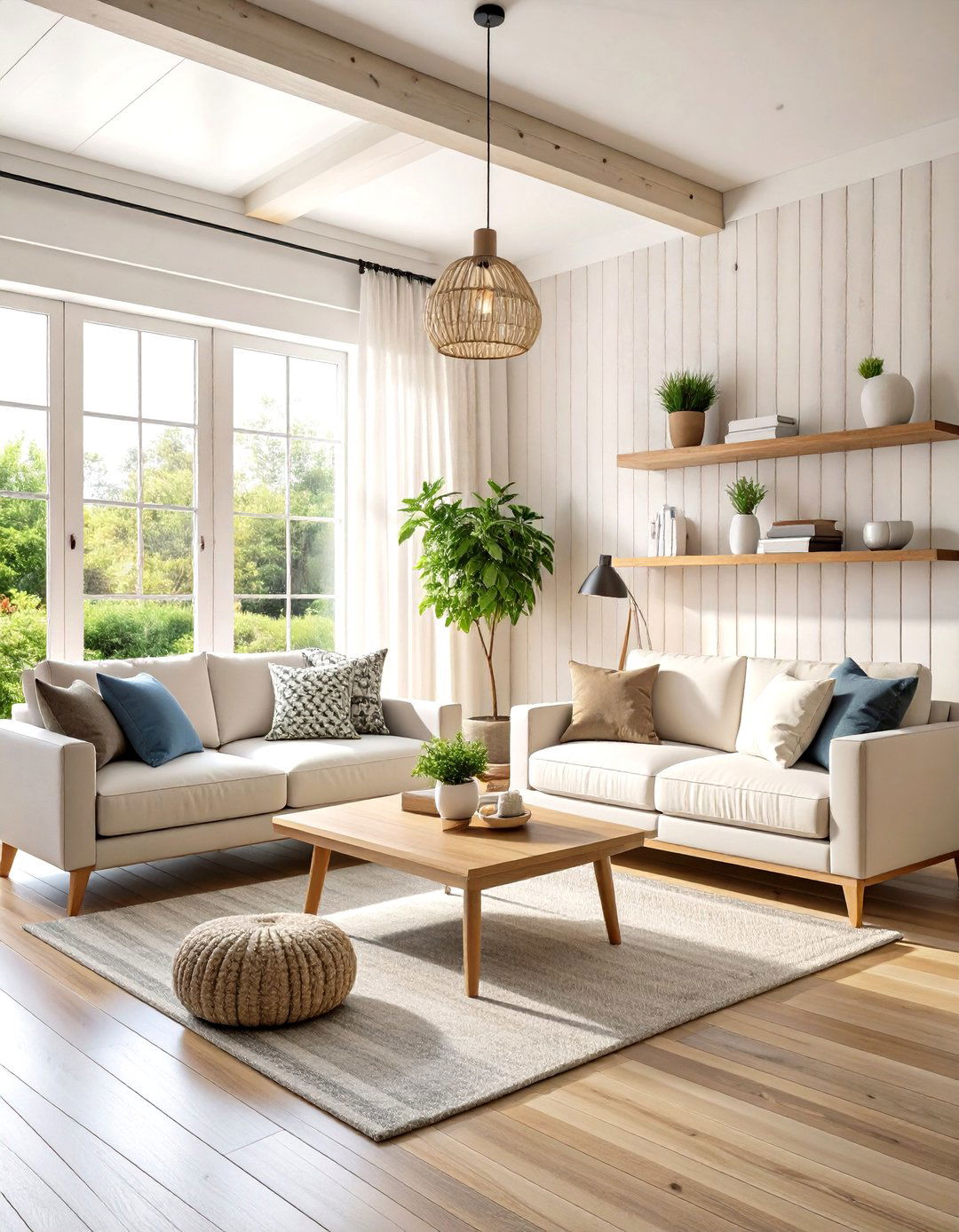 Narrow Plank Shiplap Accent - 24 Shiplap Living Room Ideas