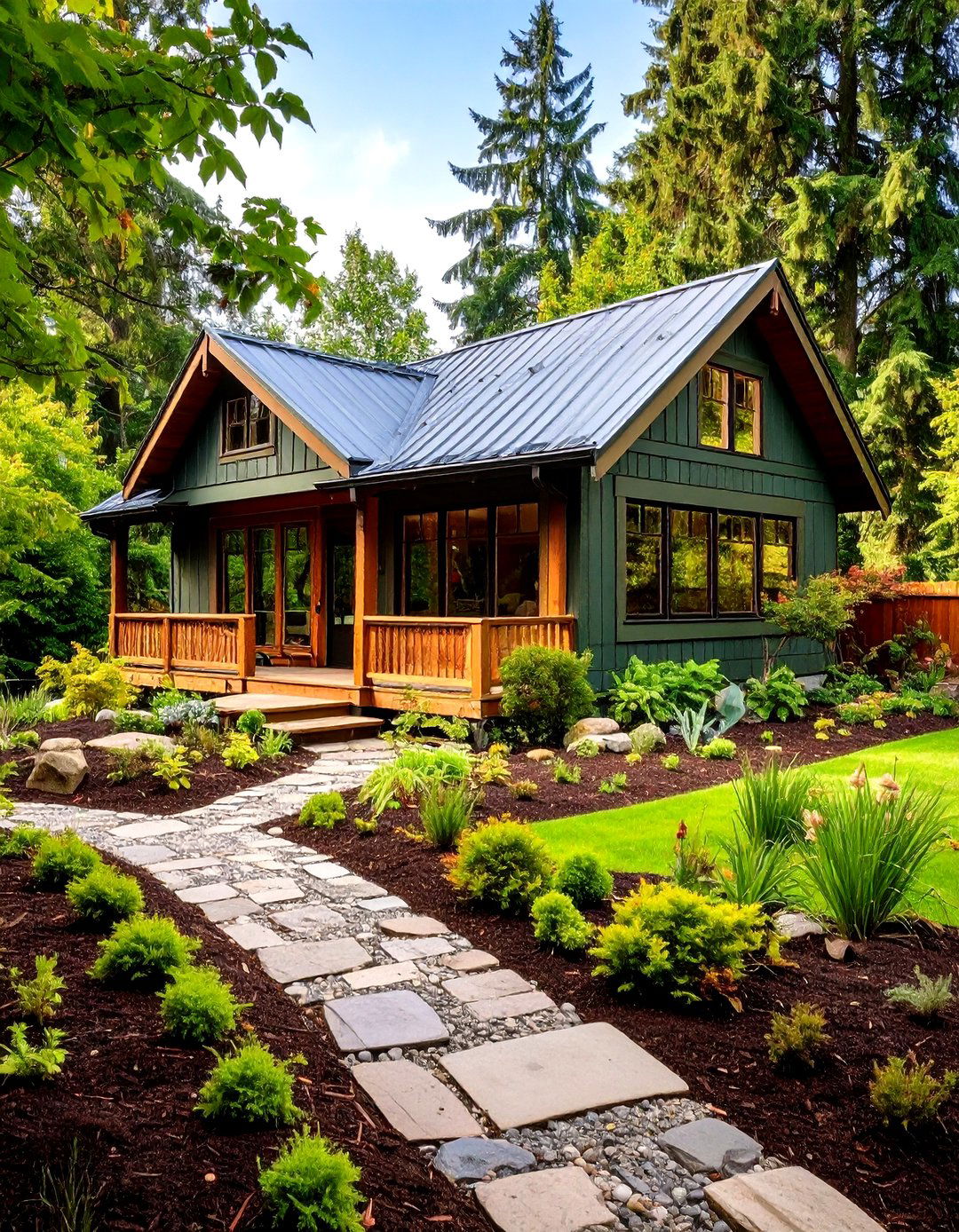 Native Landscape Forest Green Integration - 24 Forest Green House With Black Trim
