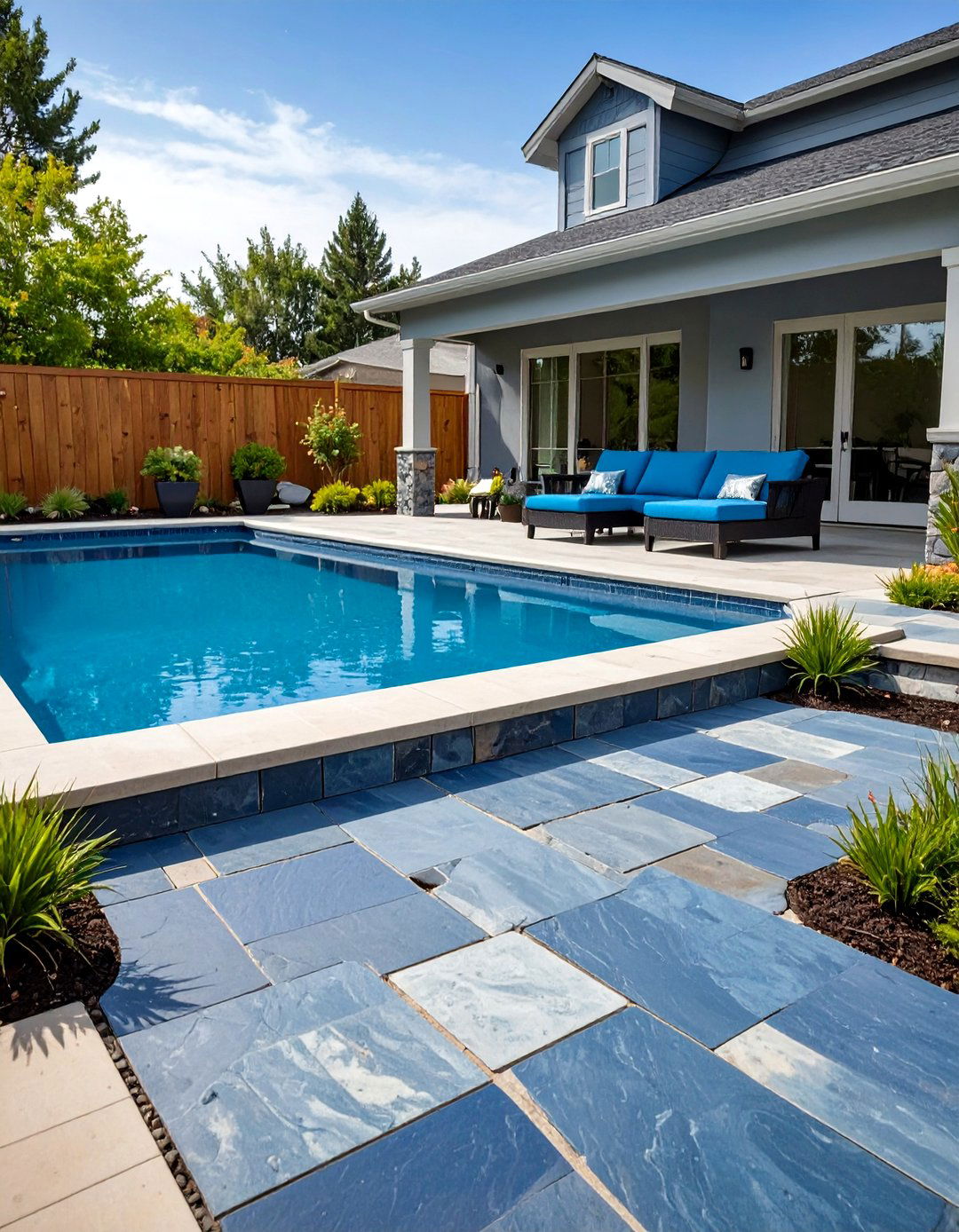 Natural Bluestone Flagstone Pool Patio - 24 Pavers Around Pool Ideas