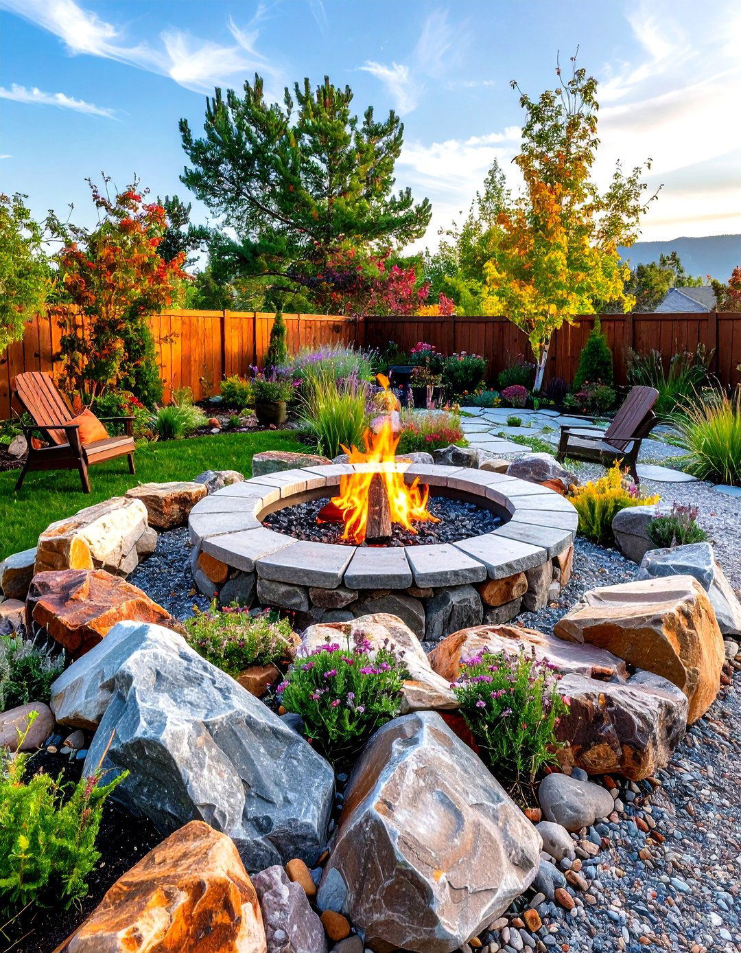 Natural Boulder Rock Ring - 24 Wood Burning Fire Pit Ideas