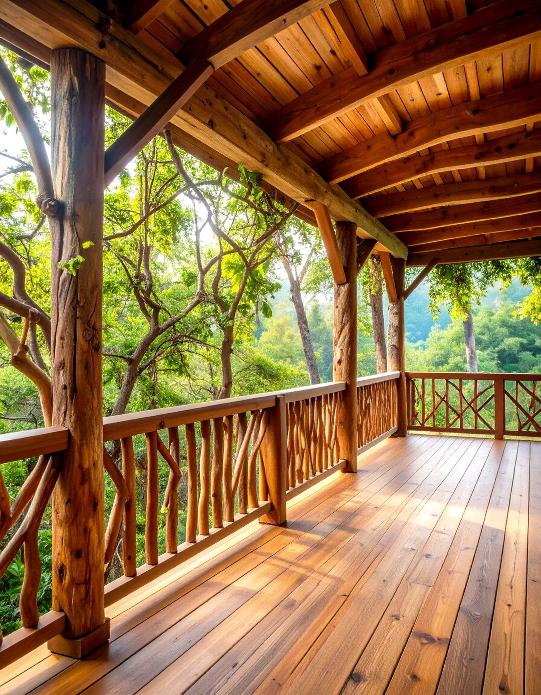 Natural Branch Horizontal Design - 24 Horizontal Deck Railing Ideas