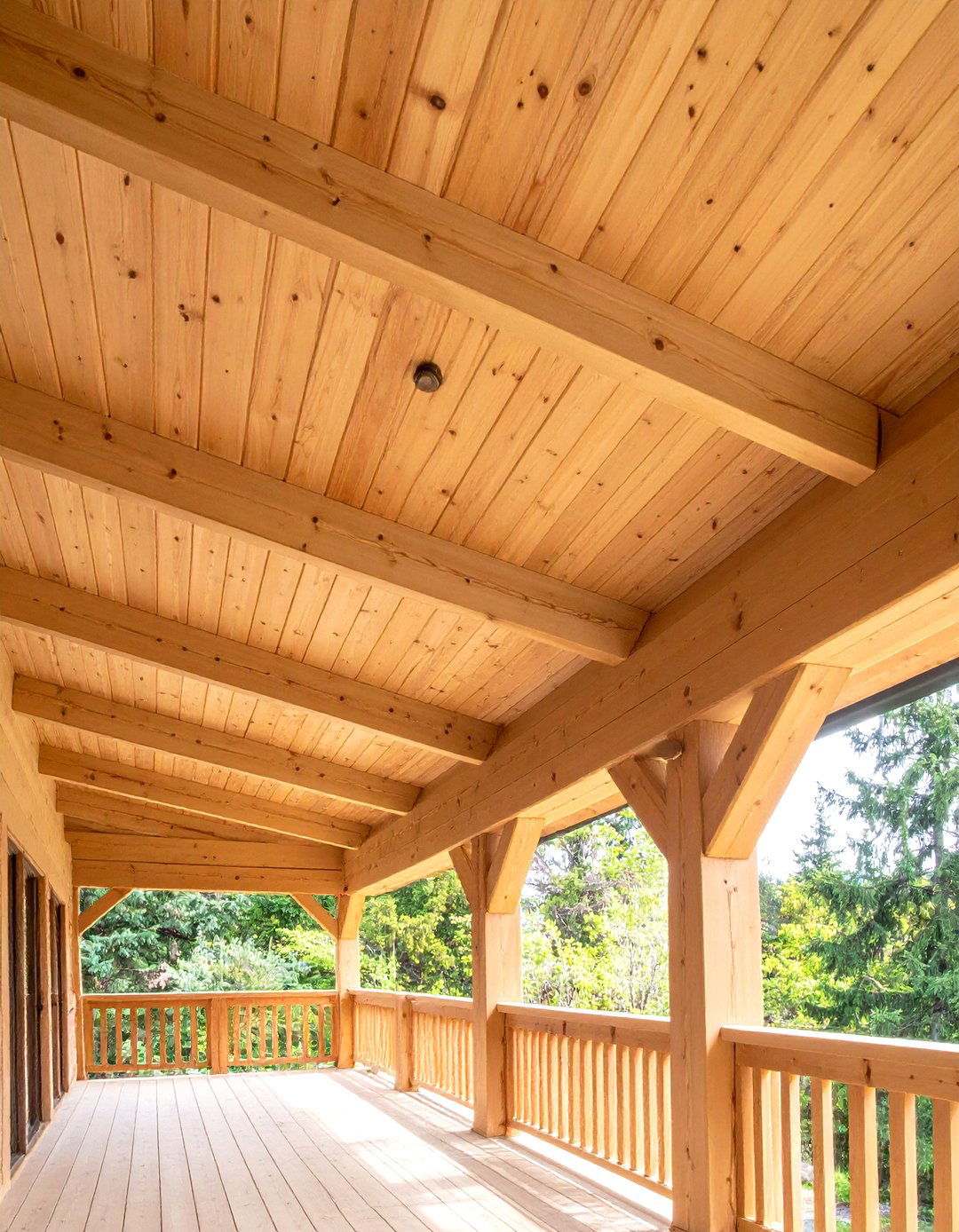 Natural Cedar Plank Ceiling Design - 24 Porch Ceiling Ideas