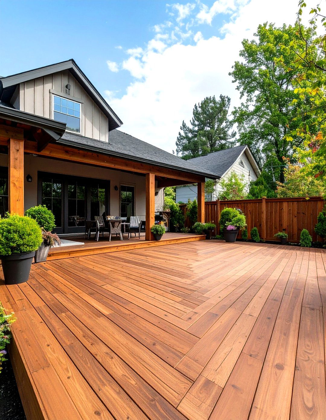 Natural Cedar Tone Approach - 24 Deck Color Ideas