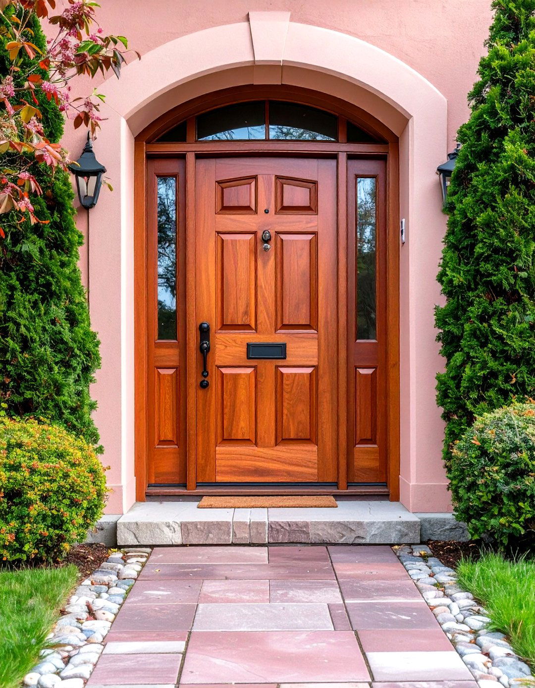 Natural Cherry Stained Front Door - 24 Stained Front Door Ideas