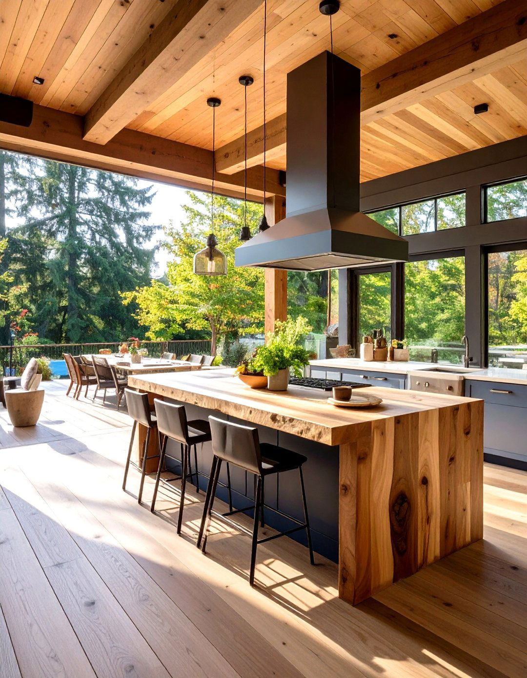 Natural Edge Live Edge Wood Features - 24 Rustic Outdoor Kitchen Ideas