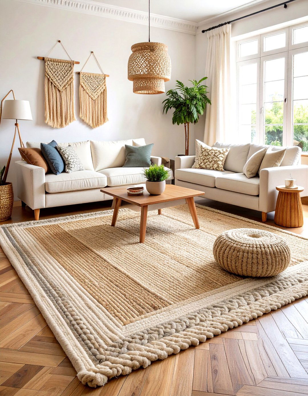 Natural Fiber Area Rugs - 24 Parisian-style Living Room Ideas