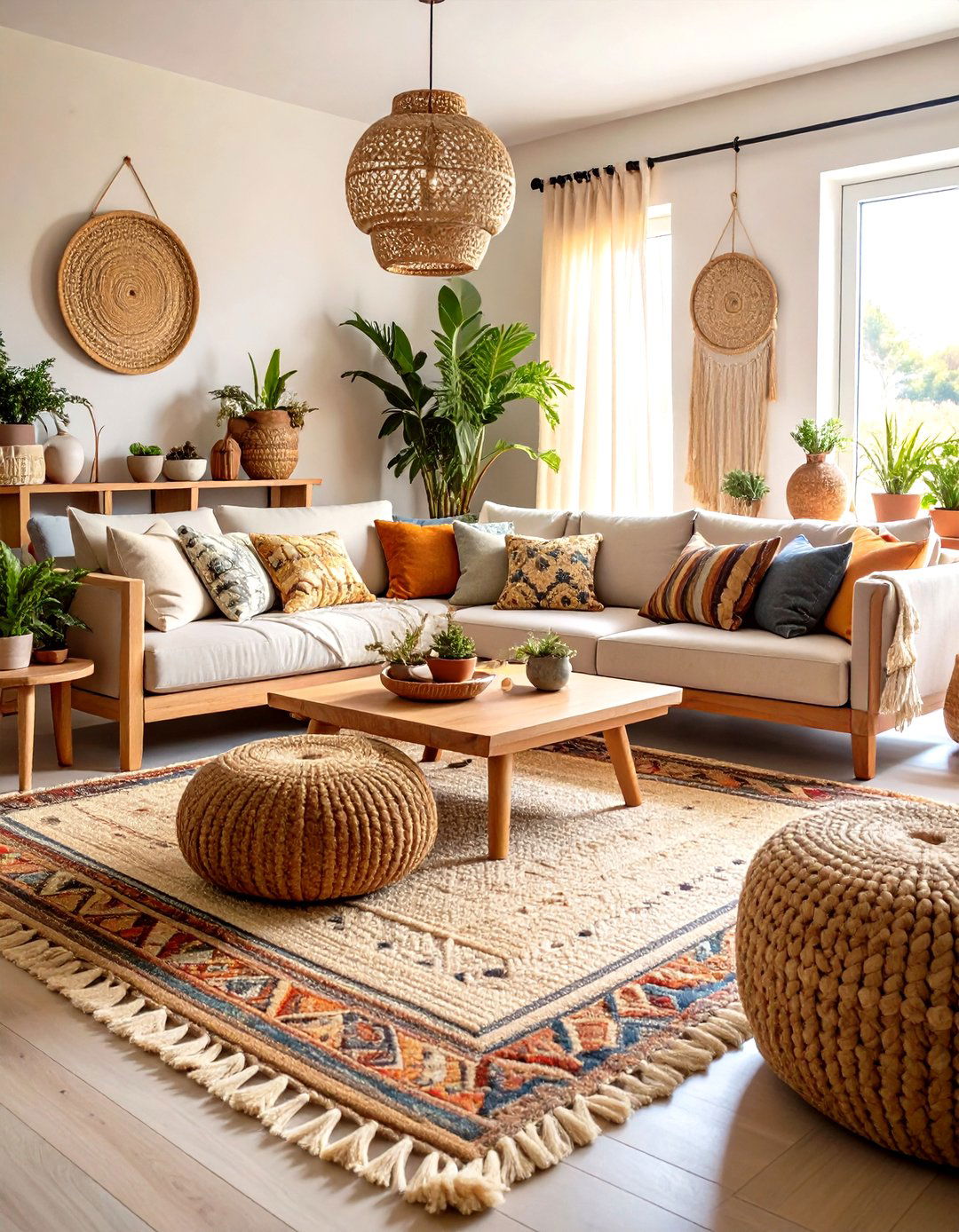 Natural Fiber Heavy Texture Boho Space - 24 Moody Boho Living Room Ideas