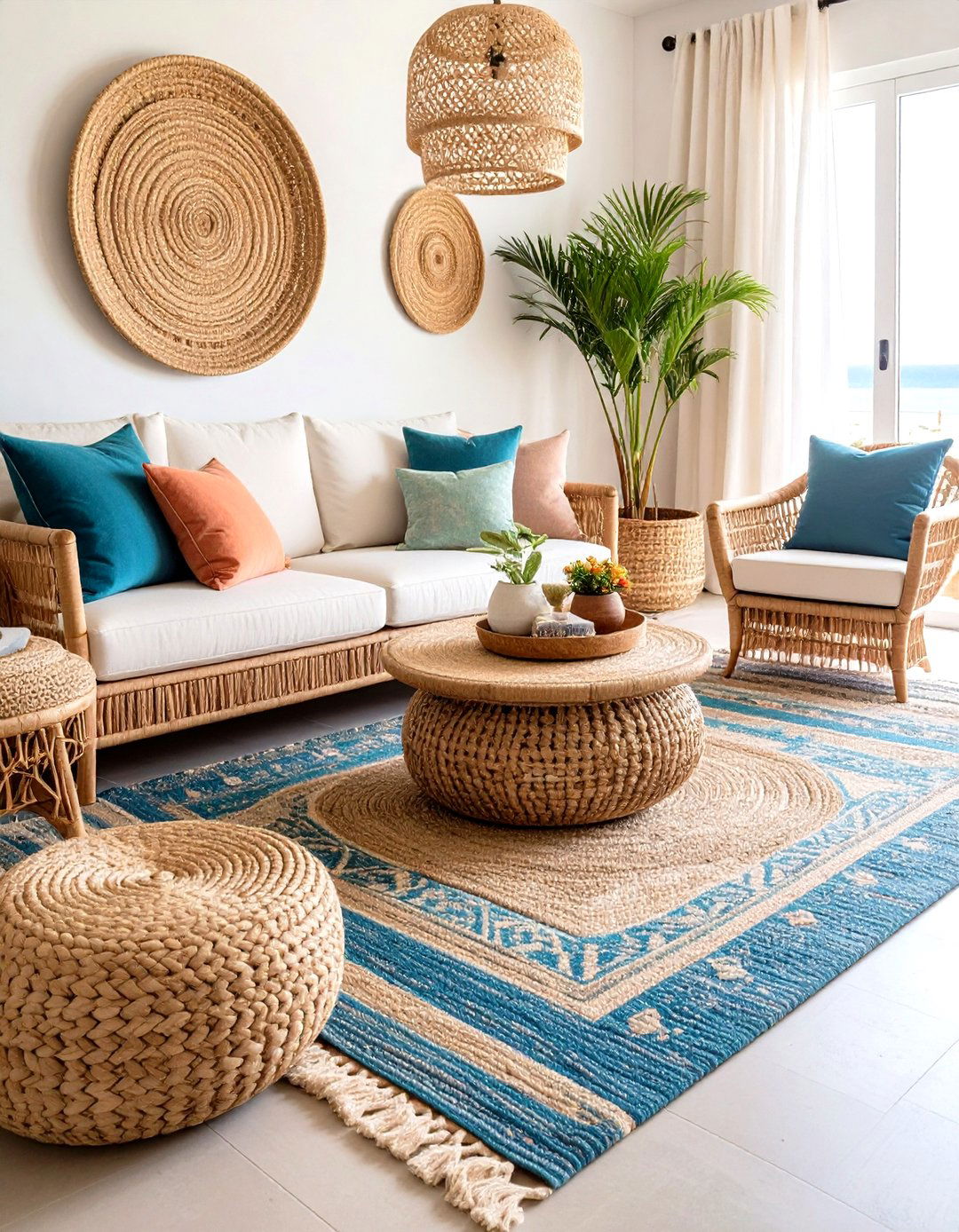 Natural Fiber Rug Layering Technique - 24 Hamptons Living Room Ideas