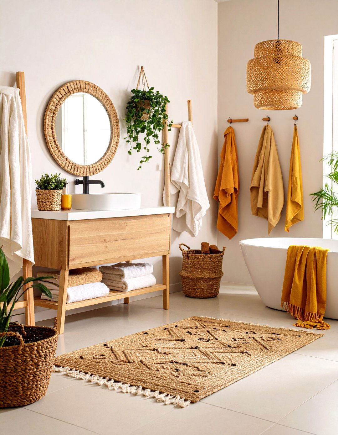 Natural Fiber Textile Accents - 24 Spanish Style Bathroom Ideas