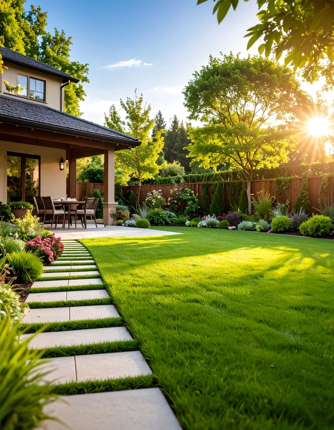 Natural Grass Joint Flagstone Patio - 24 Flagstone Patio Ideas
