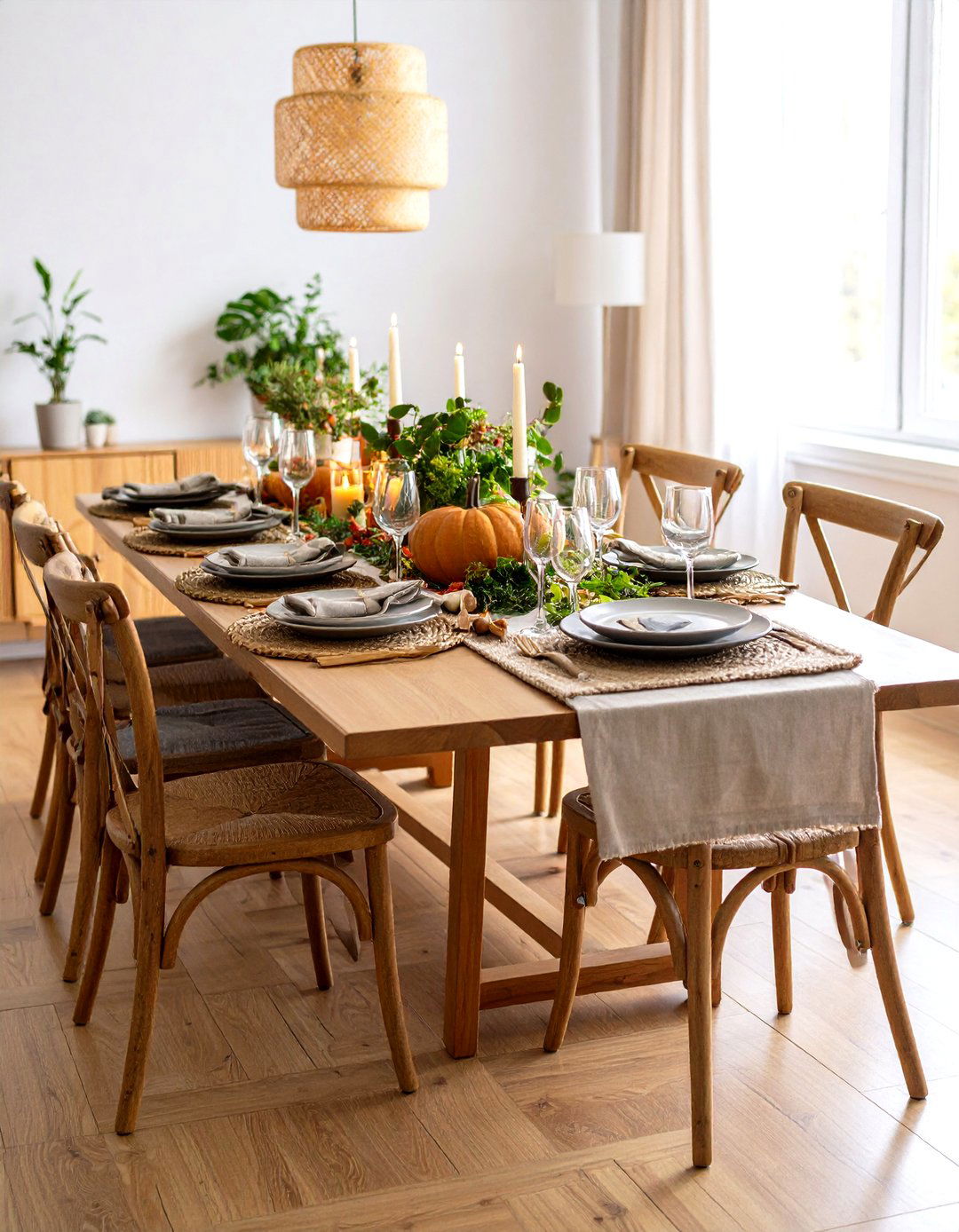 Natural Jute Thanksgiving Table Setting - 24 Thanksgiving Table Settings
