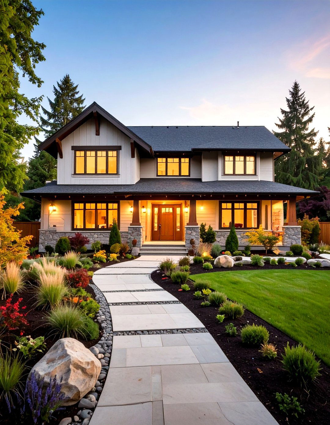 Natural Landscaping Integration Design - 24 Craftsman Style House Exterior Ideas