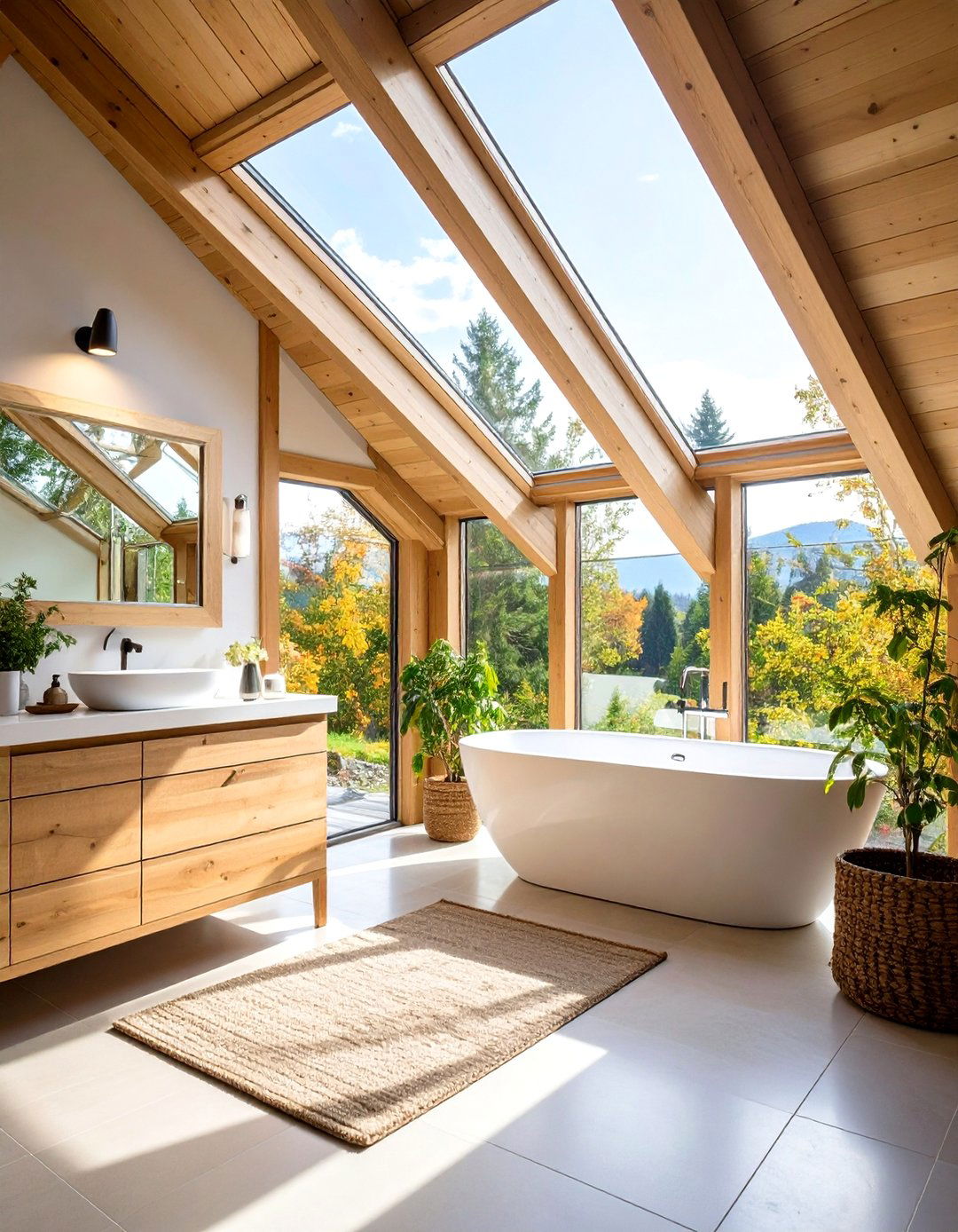 Natural Light Barndominium Bathroom with Skylights - 24 Barndominium Bathroom Ideas