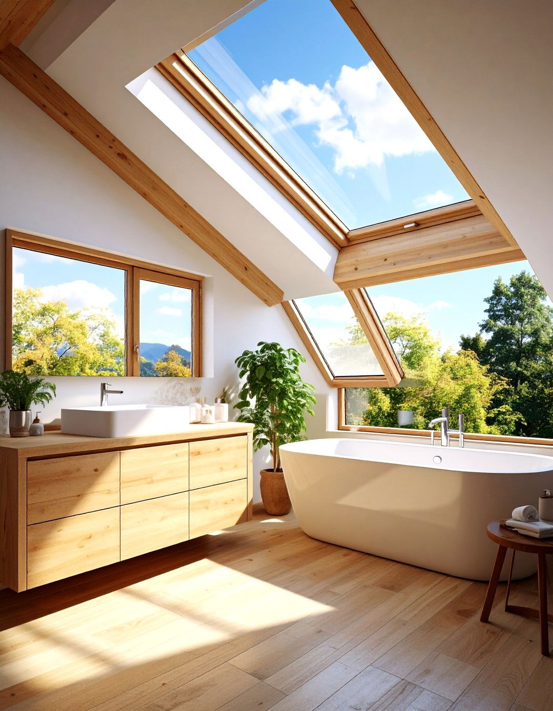 Natural Light Bathroom with Skylight Integration - 24 Mid-century Modern Bathroom Ideas