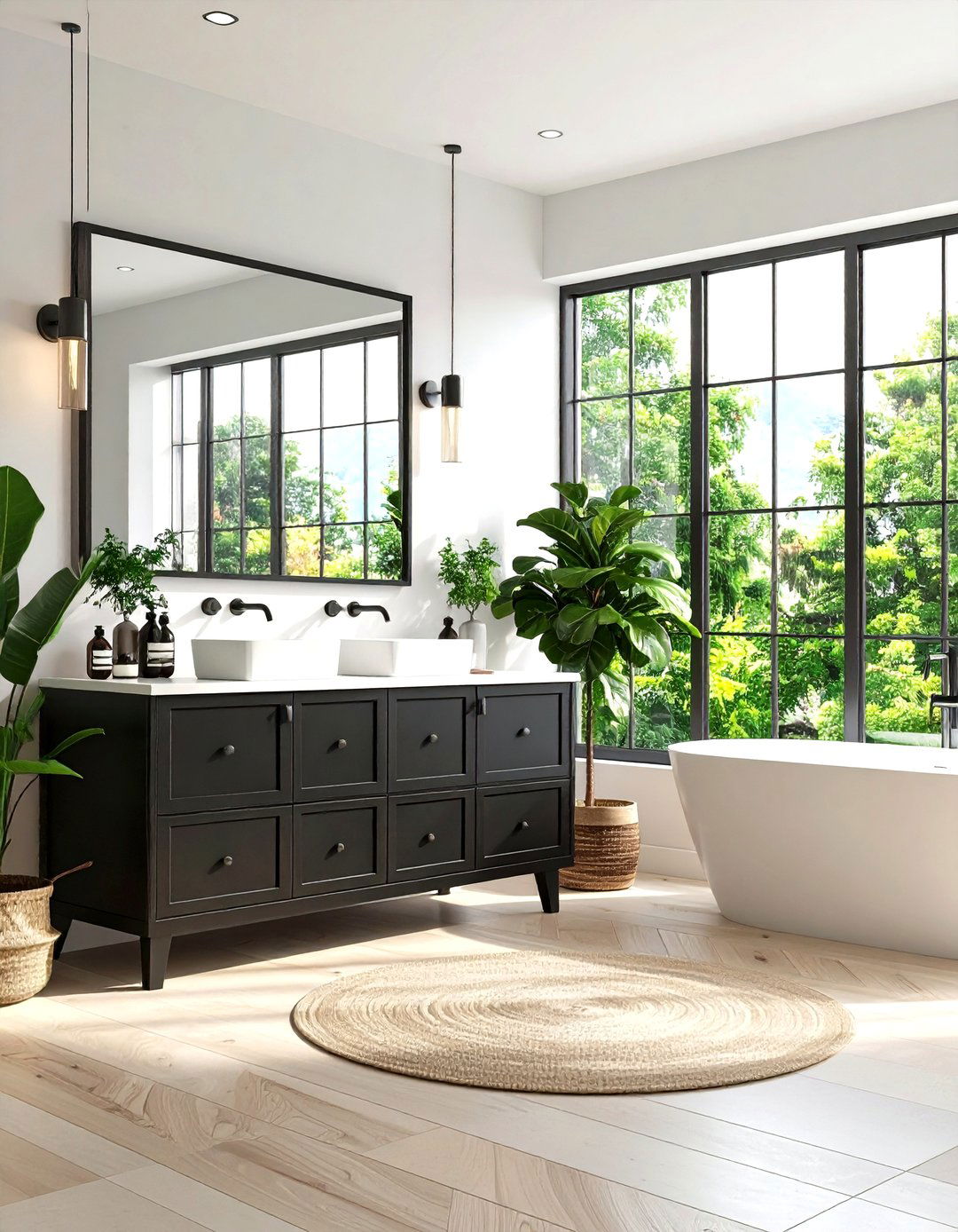 Natural Light Black Vanity Balance - 24 Black Vanity Bathroom Ideas