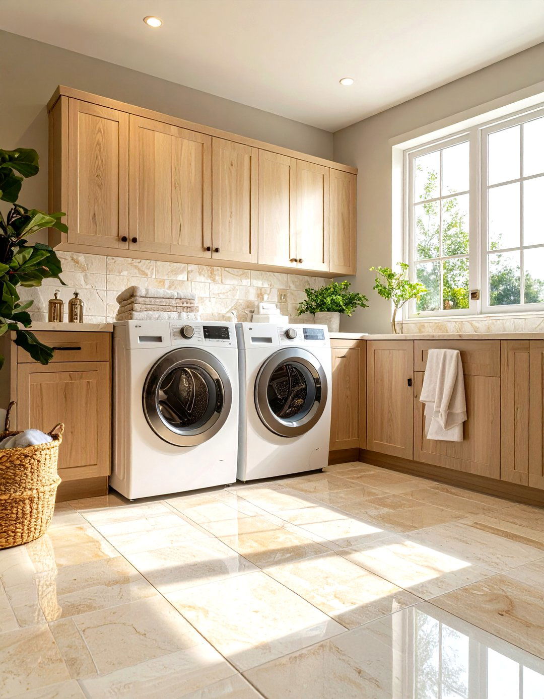 Natural Limestone Tiles - 24 Laundry Room Tile Ideas