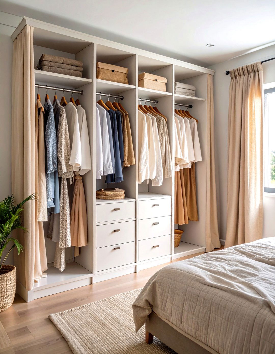 Natural Linen Casual Curtains - 24 closet curtain ideas