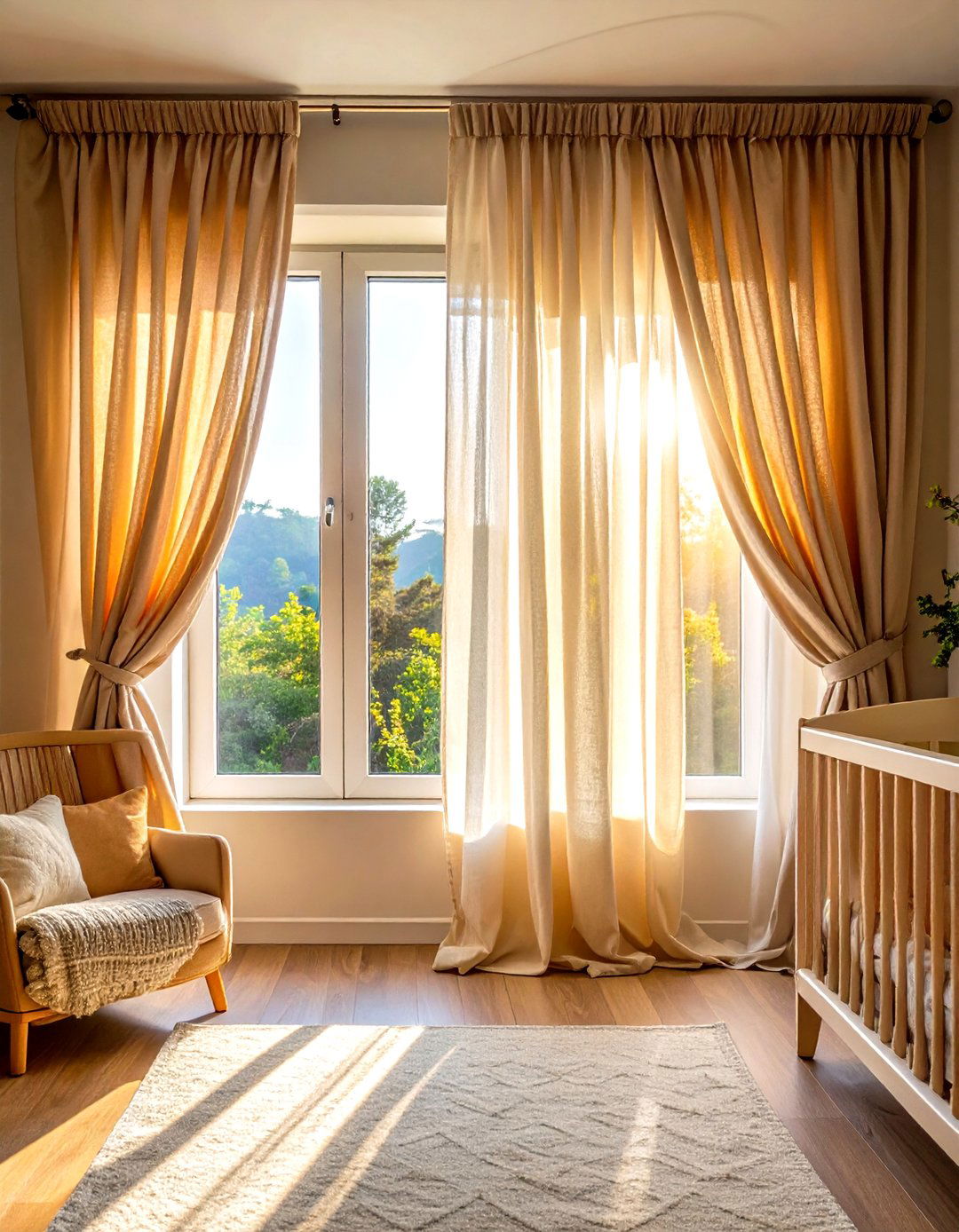 Natural Linen Window Treatments - 24 Rustic Nursery Ideas
