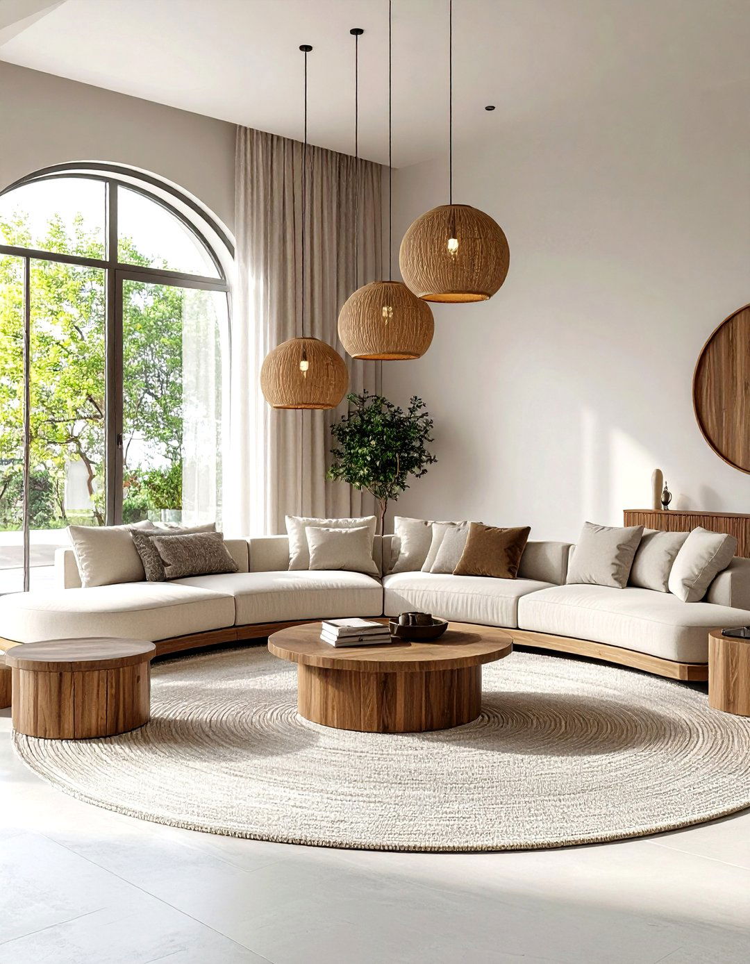 Natural Living Room with Curved Furniture - 24 Natural Living Room Ideas