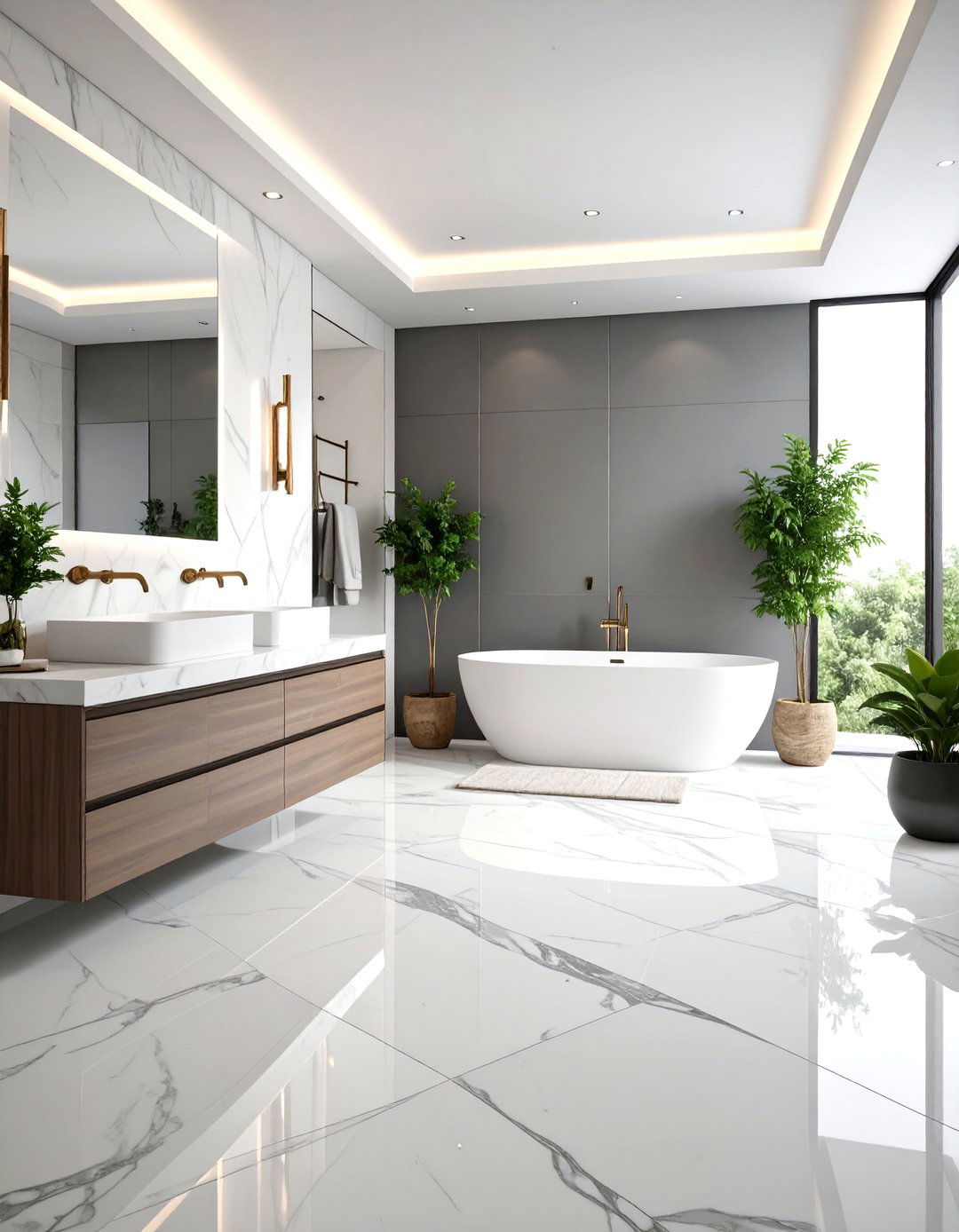 Natural Marble Elegance - 24 Small Bathroom Flooring Ideas