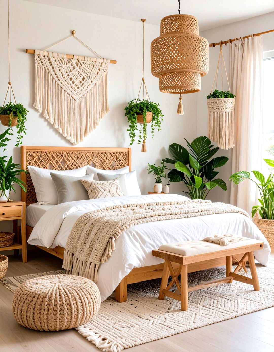 Natural Material Bedroom Sanctuary - 24 Boho-scandinavian Design and Decor Ideas