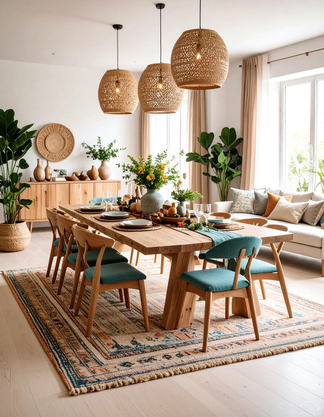 Natural Materials Harmony Theme - 24 Living Room Dining Room Combos
