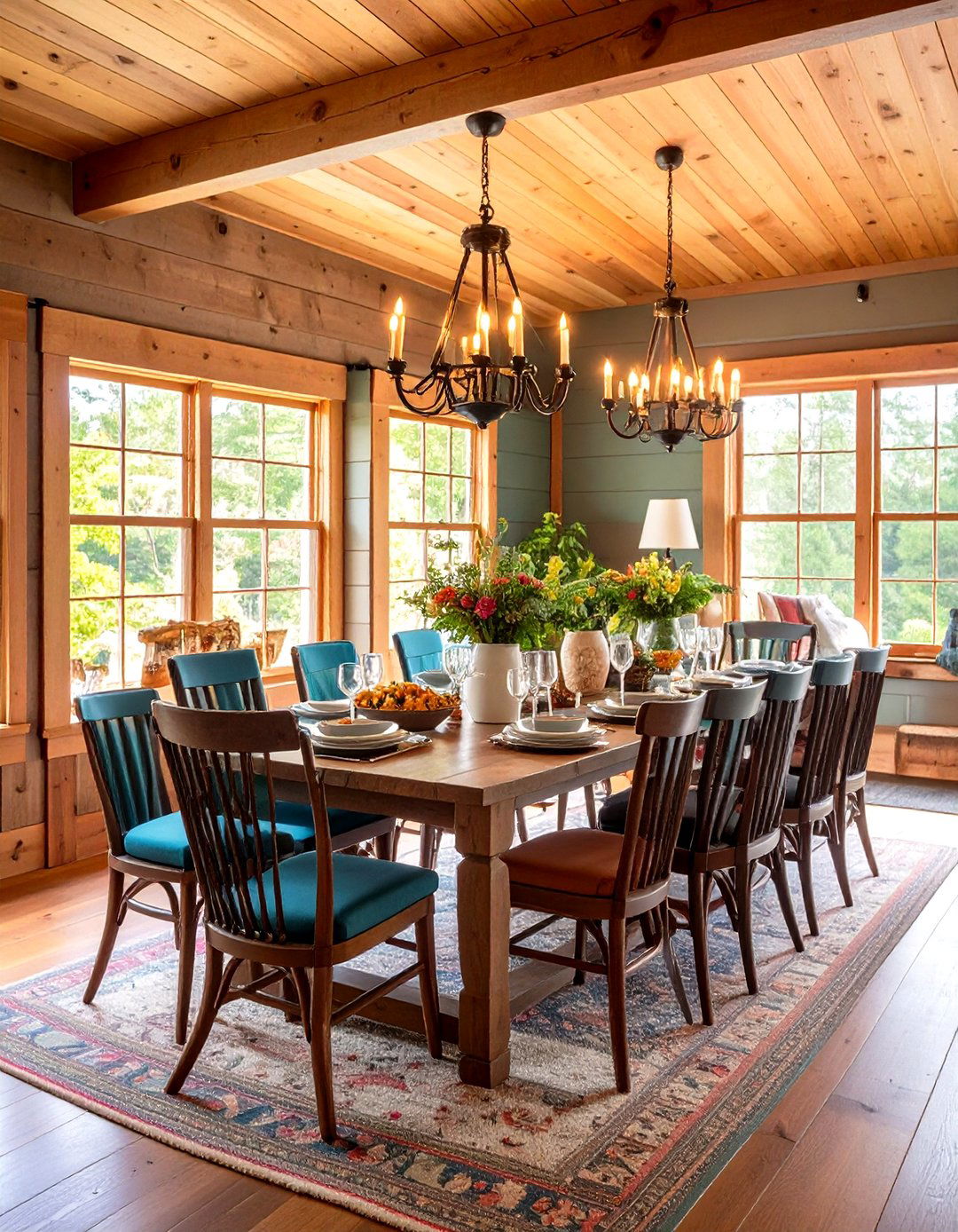 Natural Pine Shiplap Cabin Style - 24 Shiplap Dining Room Wall Ideas