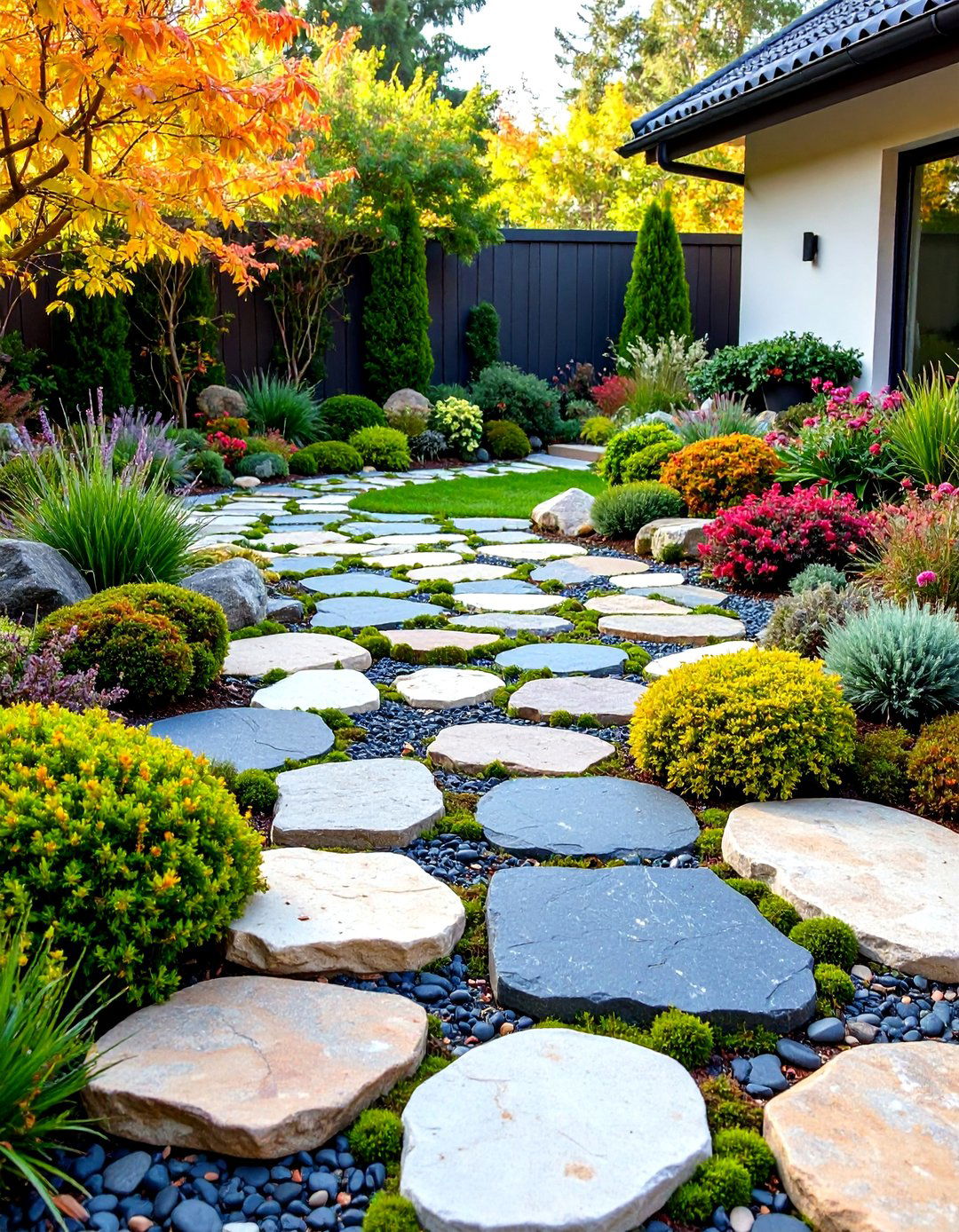Natural Random Stone Arrangement - 24 cobblestone patio ideas