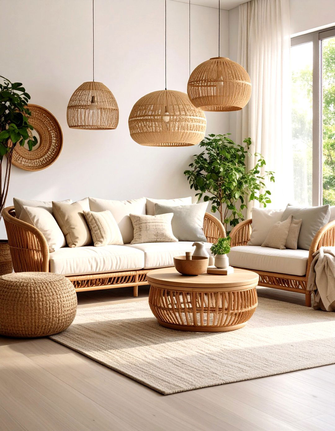 Natural Rattan Furniture Focus - 24 Minimalist Modern Boho Living Room Ideas