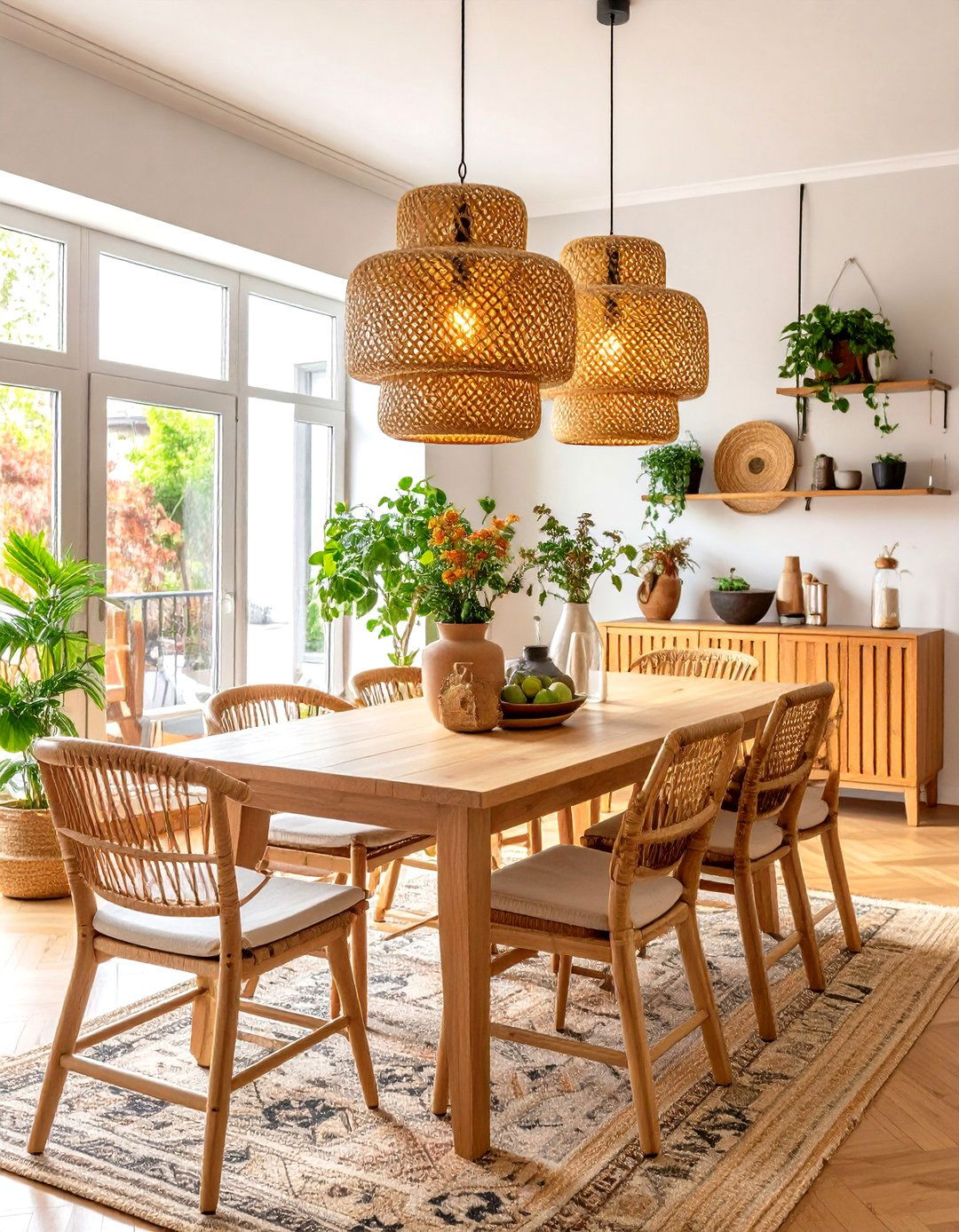 Natural Rattan Pendant Lights - 24 Small Dining Room Lighting Ideas