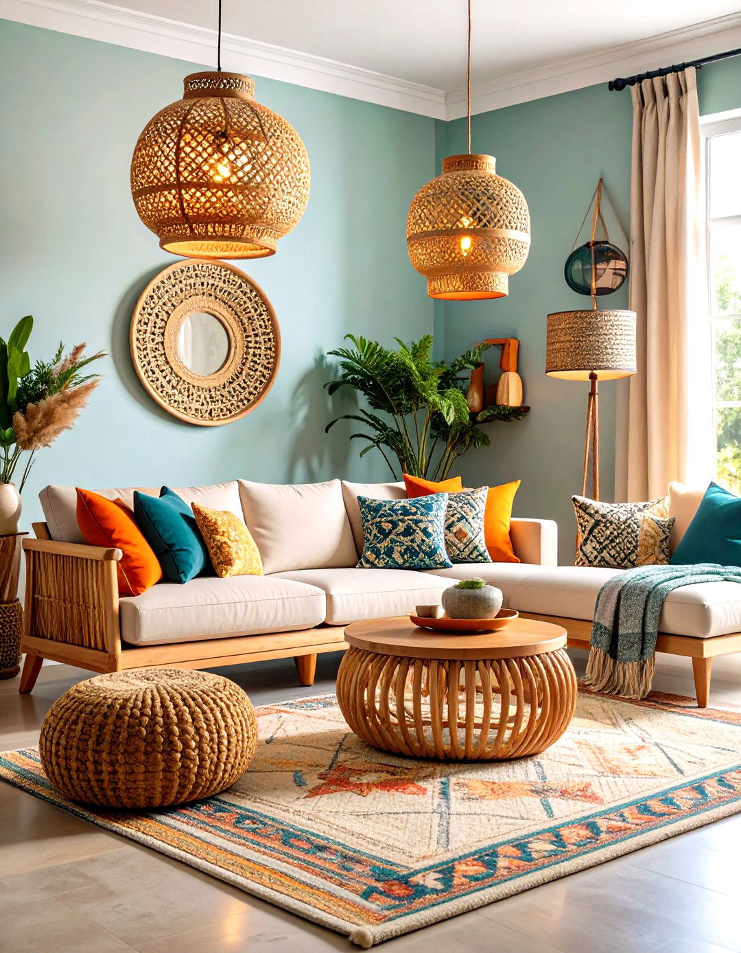 Natural Rattan Woven Material Lamps - 24 Living Room Floor Lamp Ideas and Inspiration