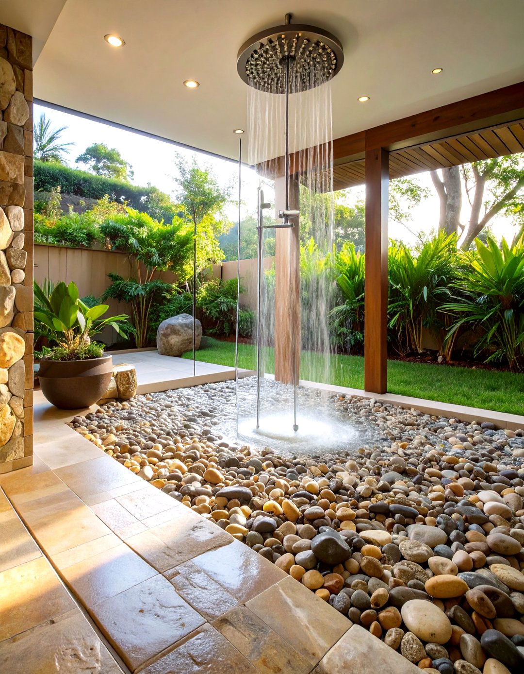 Natural River Rock Texture - 24 Shower Surround Ideas