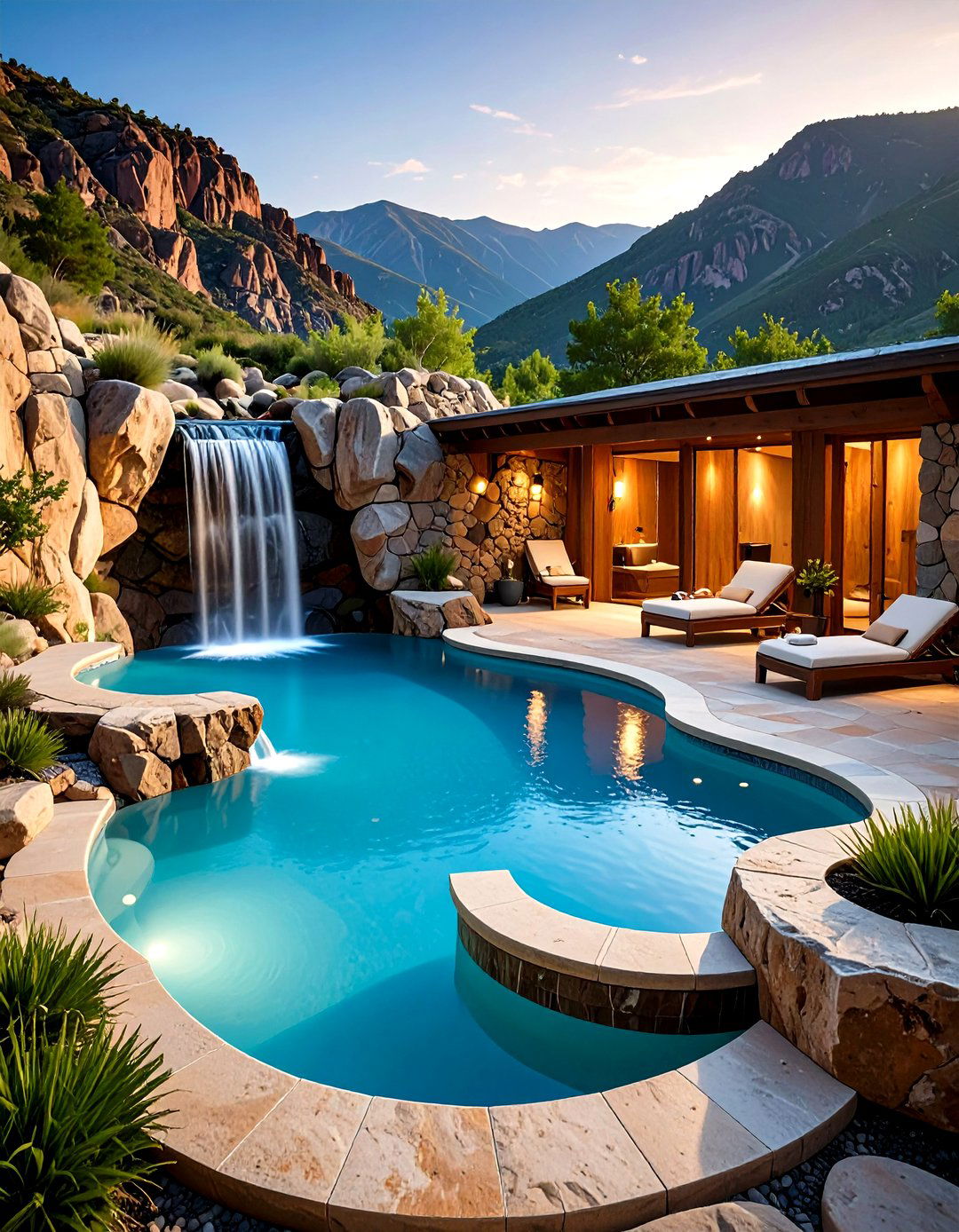 Natural Rock Pool Bathroom - 24 Rustic Outdoor Bathroom Ideas