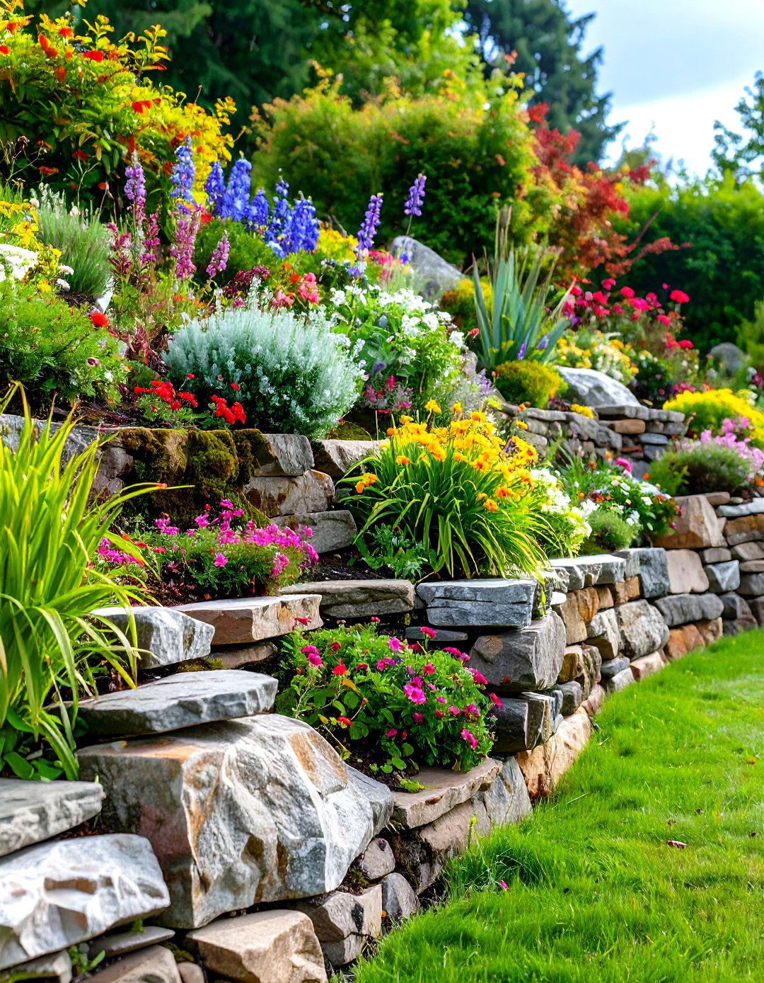 Natural Rock Retaining Wall Systems - 24 Rustic Landscaping Ideas