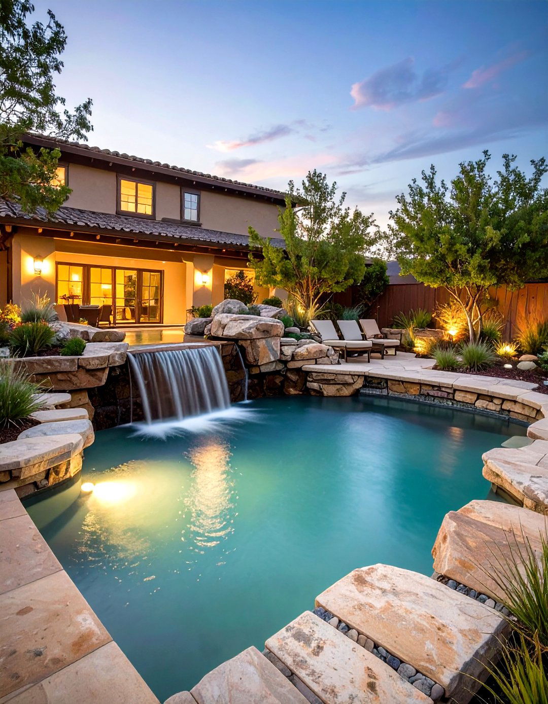 Natural Rock Waterfall Pool - 24 Small Inground Pool Ideas