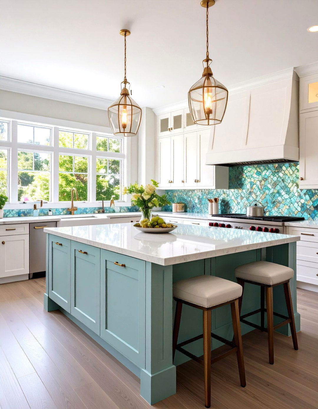 Natural Shell Mother of Pearl - 24 White Cabinet Kitchen Backsplash Ideas