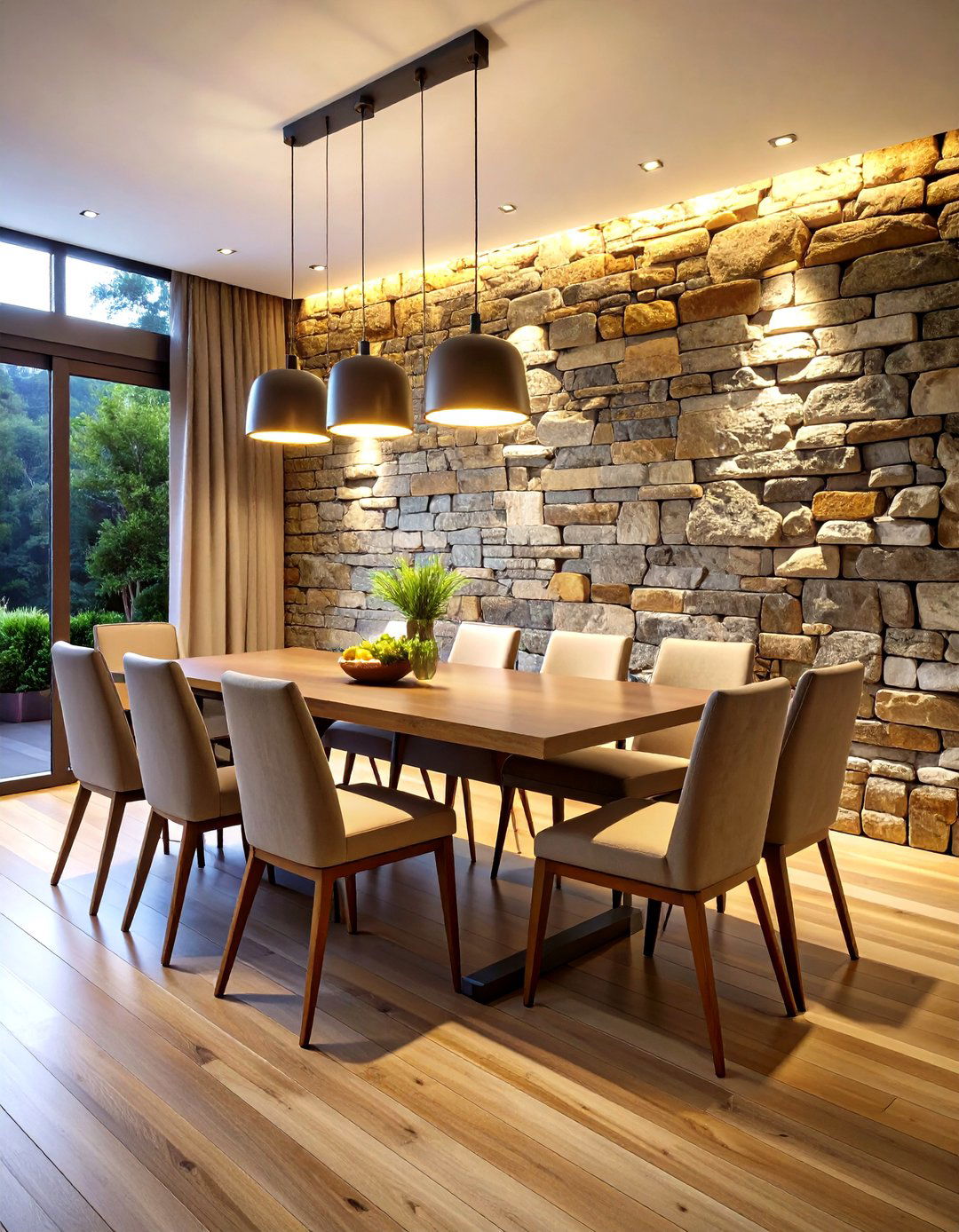 Natural Stone Accent Features - 24 Dining Room Accent Wall Ideas