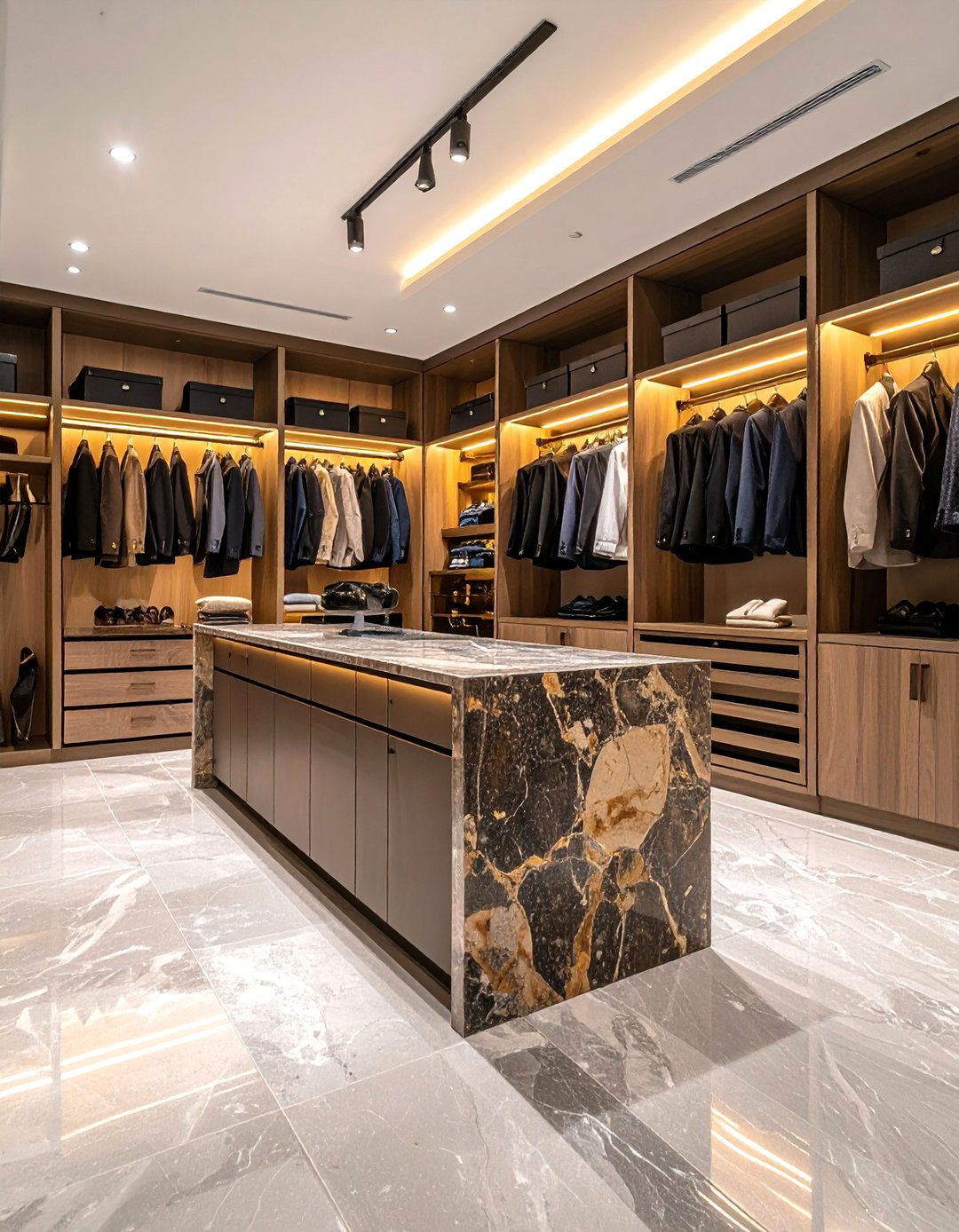 Natural Stone Accent Island - 24 Closet Island Ideas
