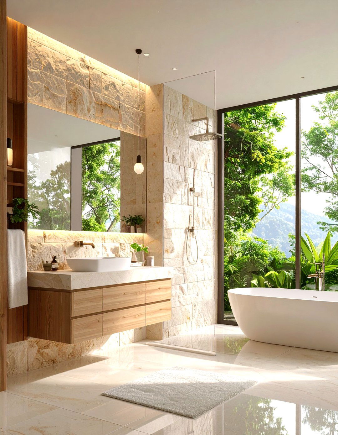 Natural Stone Accent Walls - 24 Modern Shower Ideas