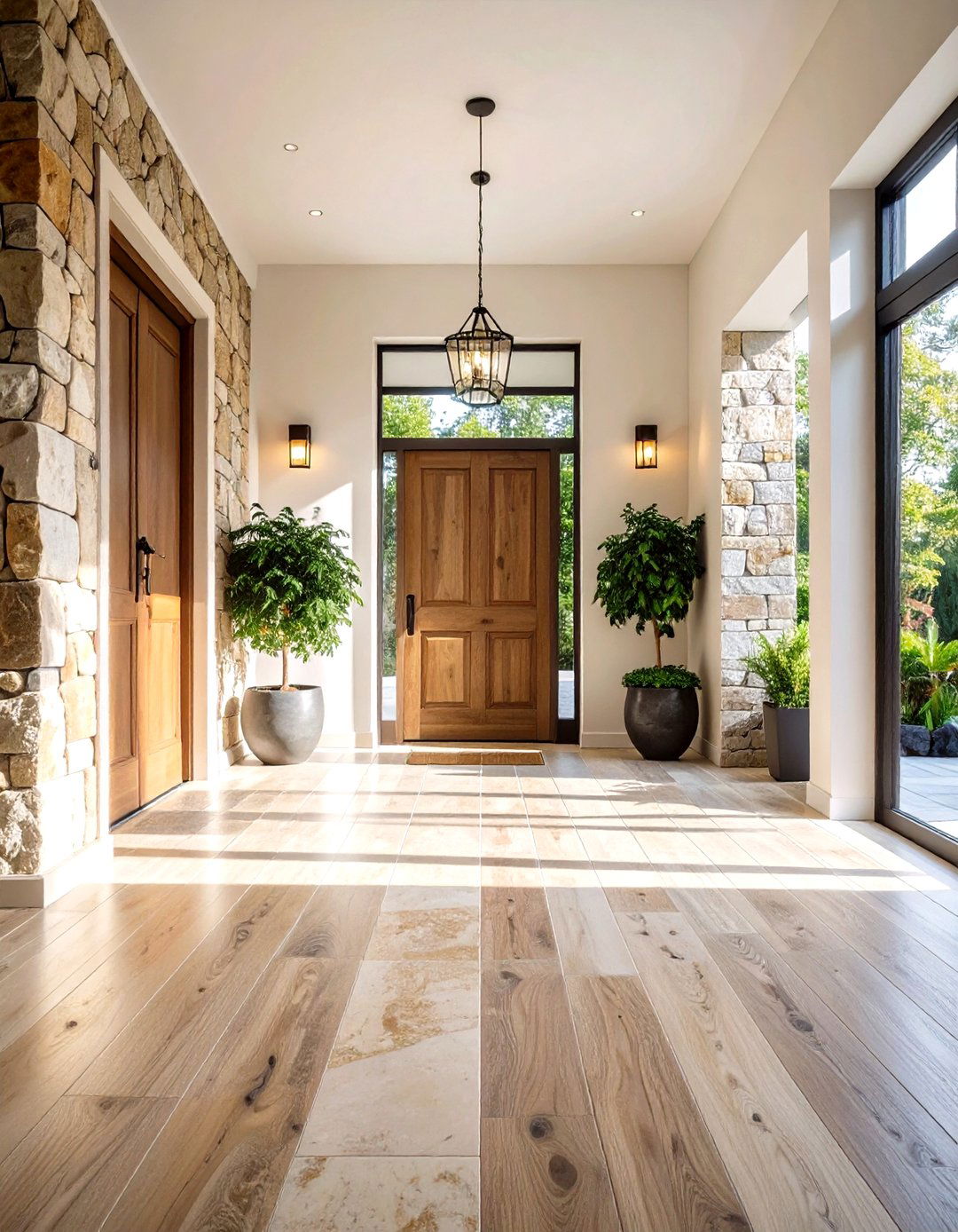 Natural Stone Accents - 24 Scandinavian Entryway Ideas