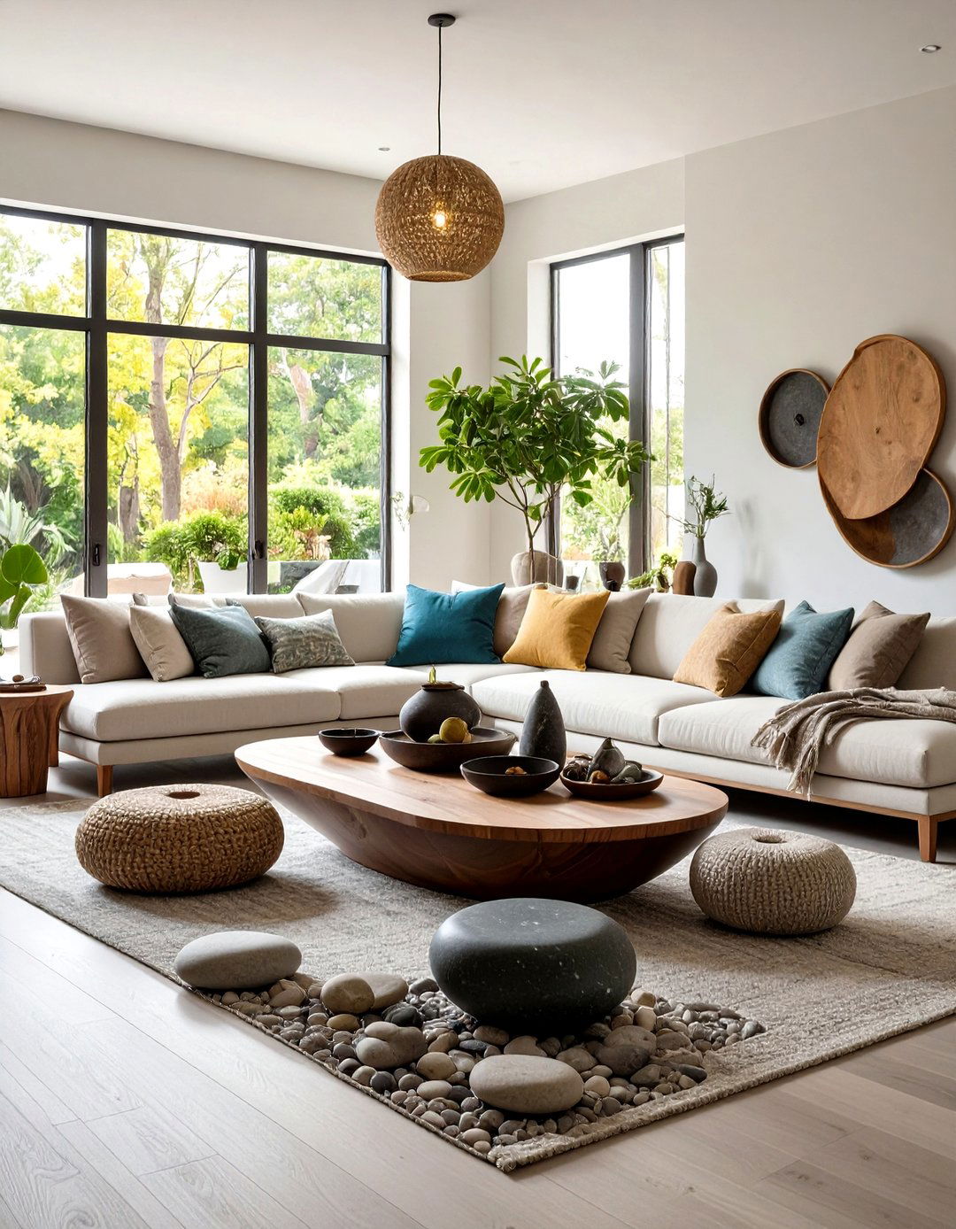 Natural Stone Accents - 24 Zen Living Room Ideas