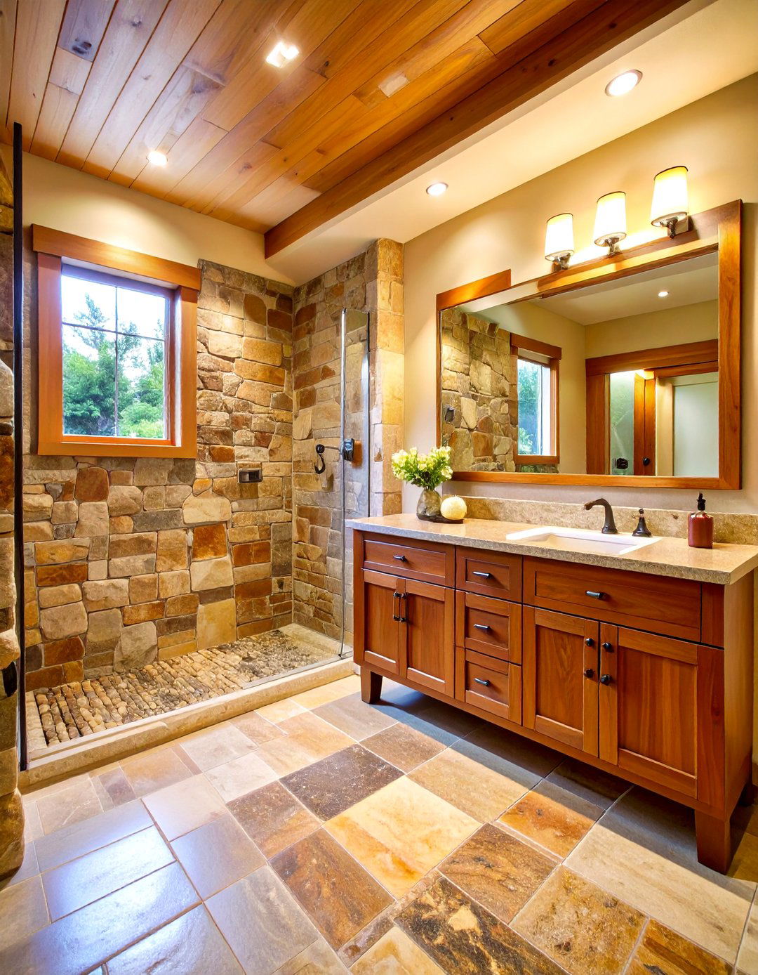 Natural Stone Basement Bathroom - 24 Basement Bathroom Ideas
