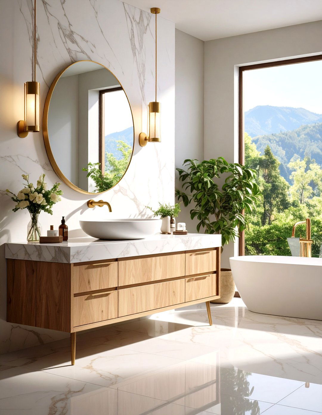 Natural Stone Bathroom Vanities - 24 Organic Modern Interior Design Ideas
