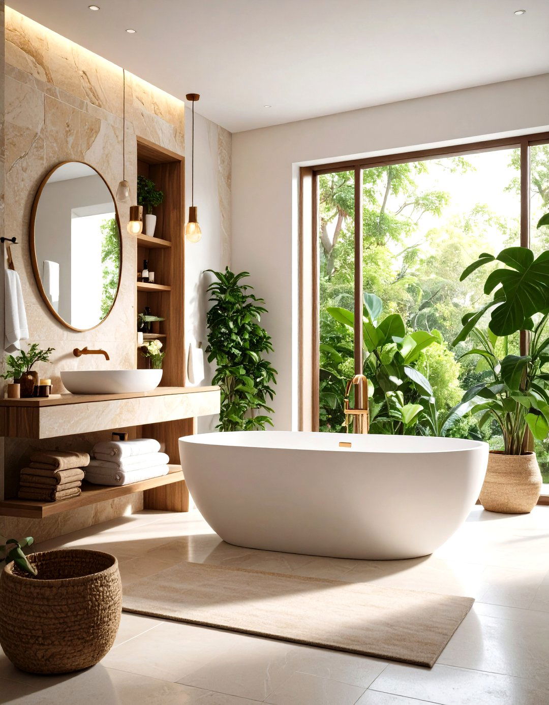 Natural Stone Bathtub Surround with Built in Storage - 24 Bathtub Surround Ideas