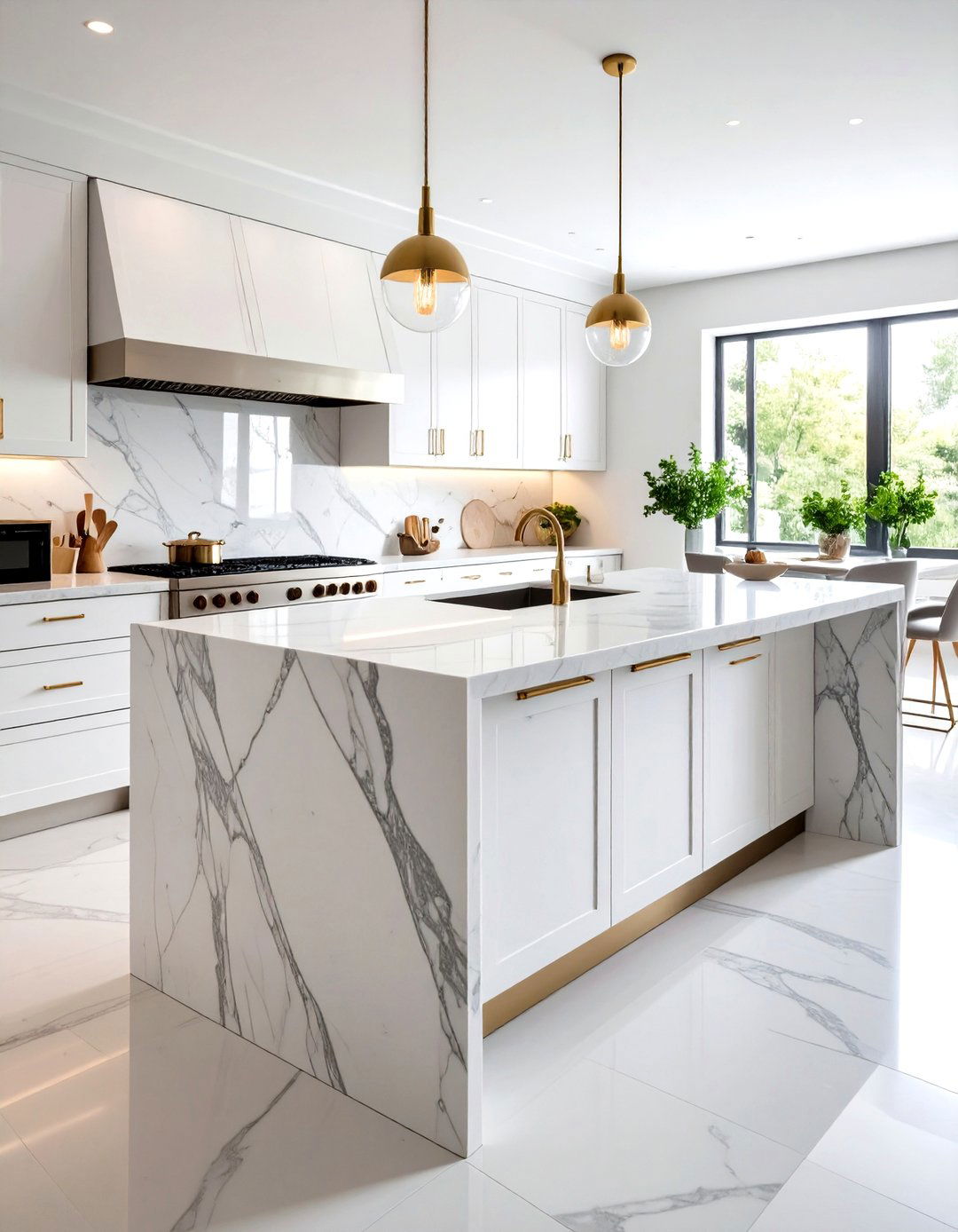 Natural Stone Countertop Features - 24 Minimalist Kitchen Ideas